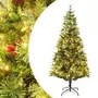VIDAXL Sapin de Noël pre-eclaire et pommes de pin vert 225cm PVC et PE
