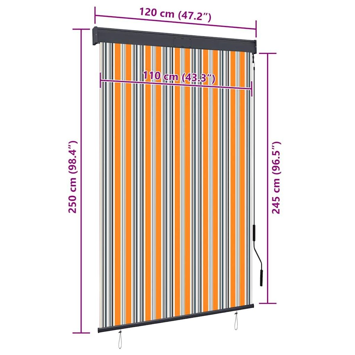 VIDAXL Store roulant d'exterieur 120x250 cm Jaune et bleu