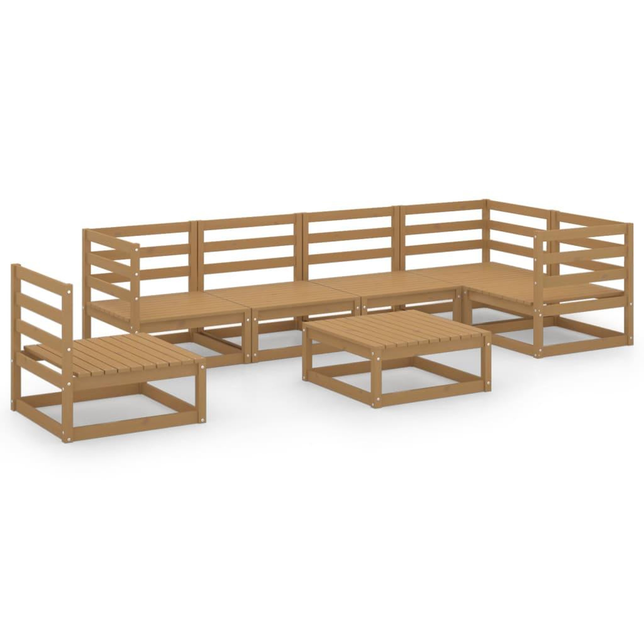 Voir la diapositive 2 : VIDAXL Salon de jardin 7 pcs marron miel bois de pin massif