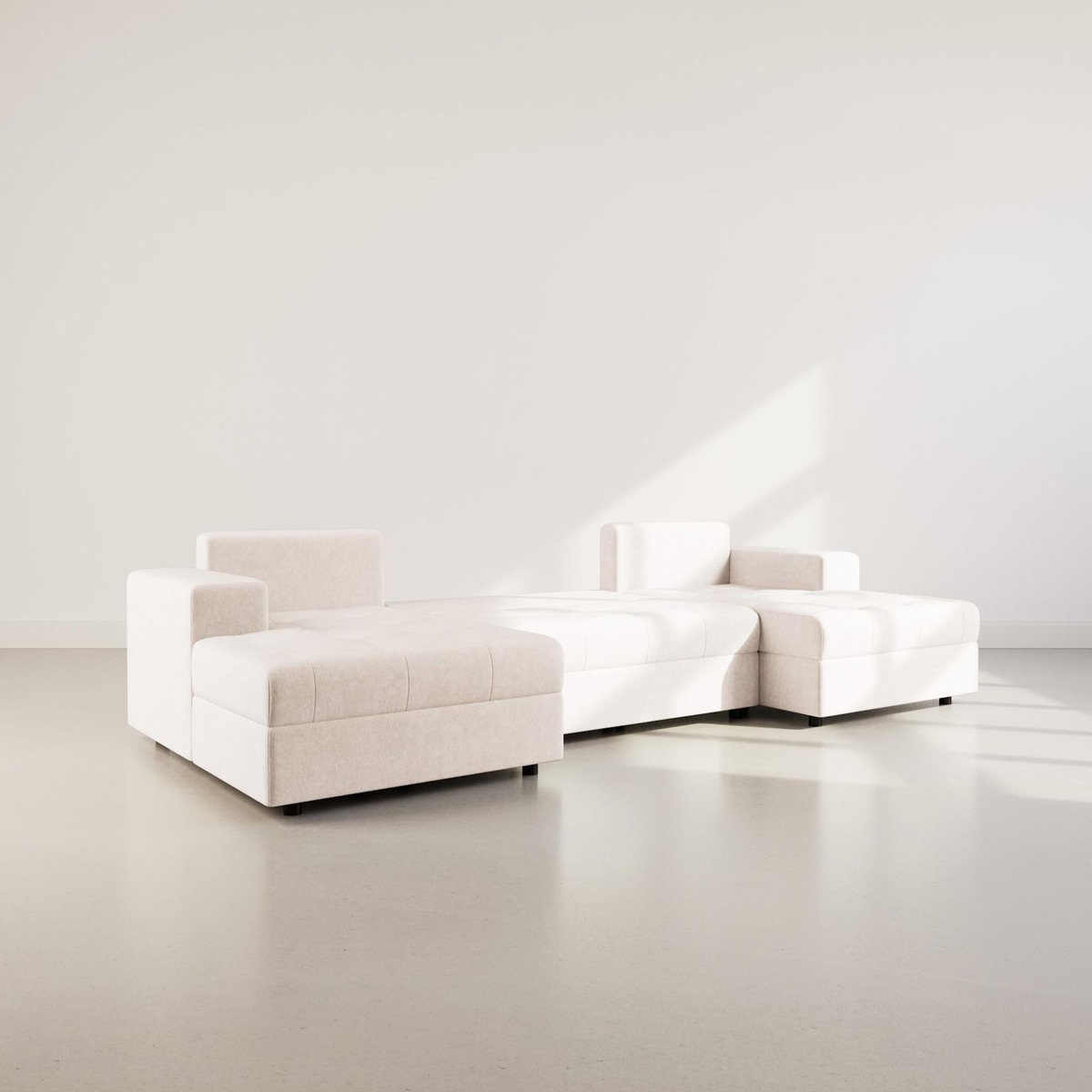 BEST MOBILIER Bastian - canapé panoramique en u 7 places convertible avec coffre en velours texturé