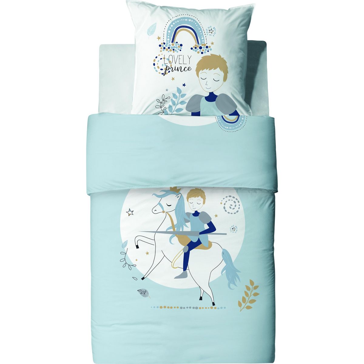 Les Ateliers du Linge Parure Housse De Couette 2pcs 140x200cm 100%coton Classique 47fils Lovely Prince