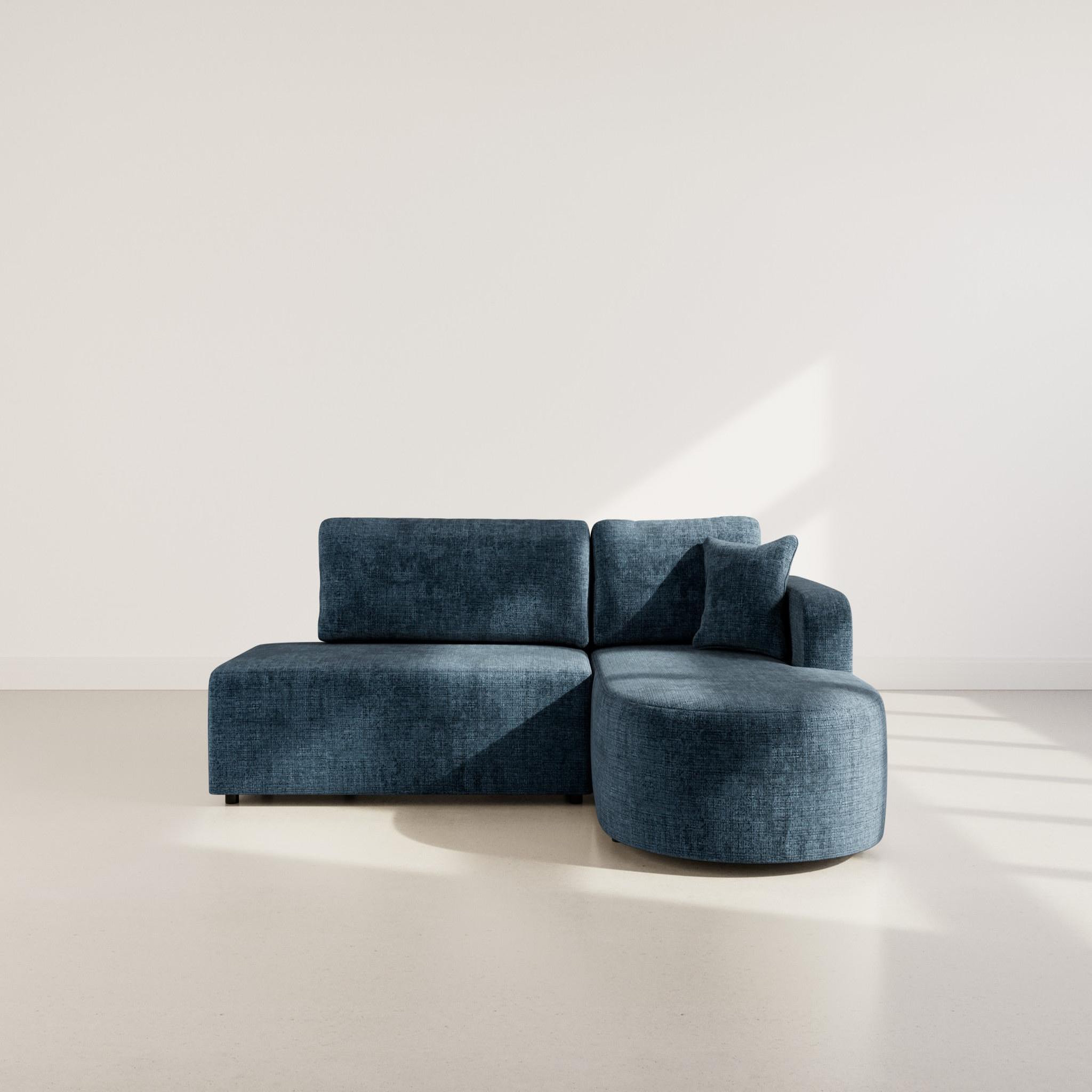 Voir la diapositive 5 : BEST MOBILIER Miro - canapé d'angle droit 4 places convertible avec coffre en velours texturé