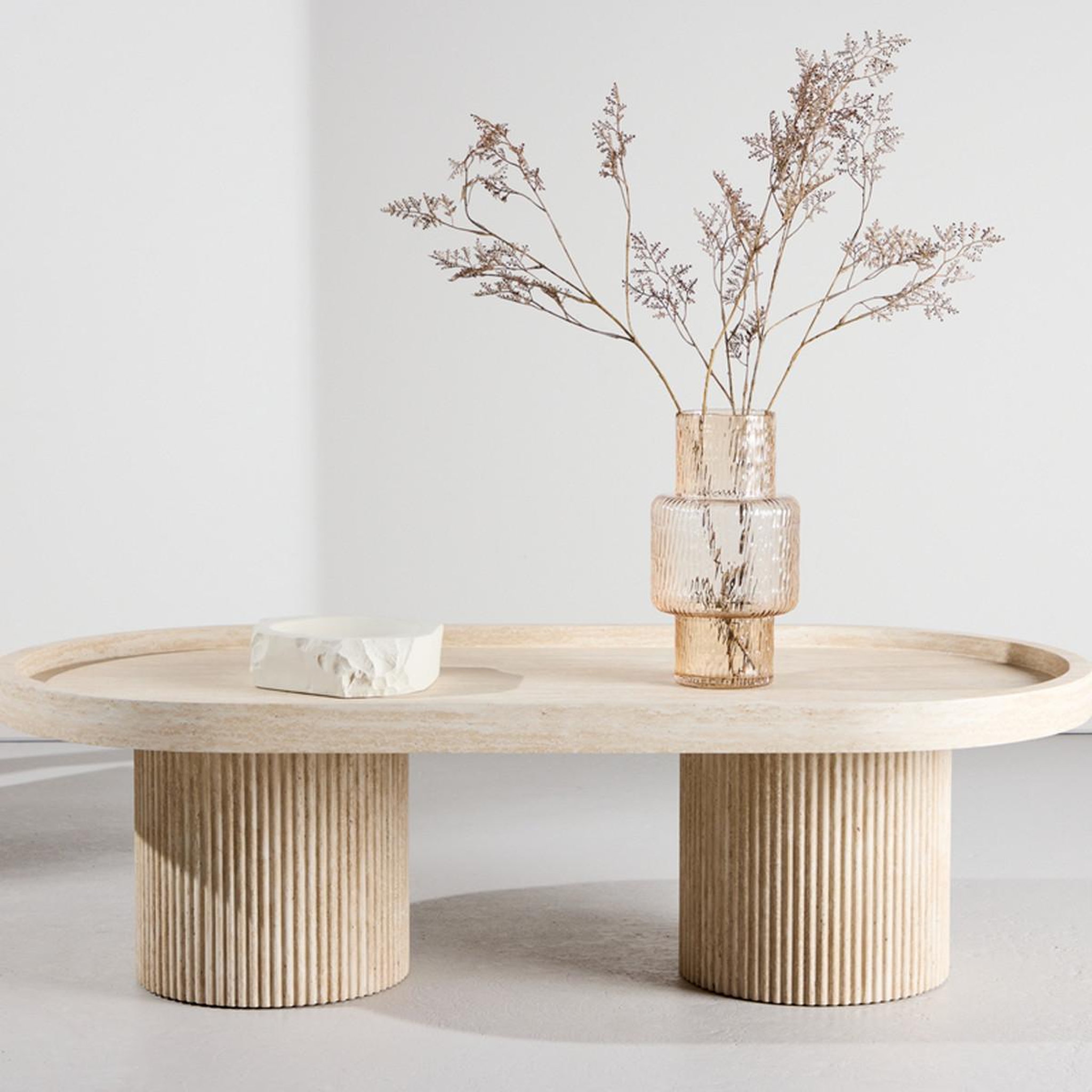 Voir la diapositive 5 : Paris Prix Table basse effet travertin  krille  120cm beige