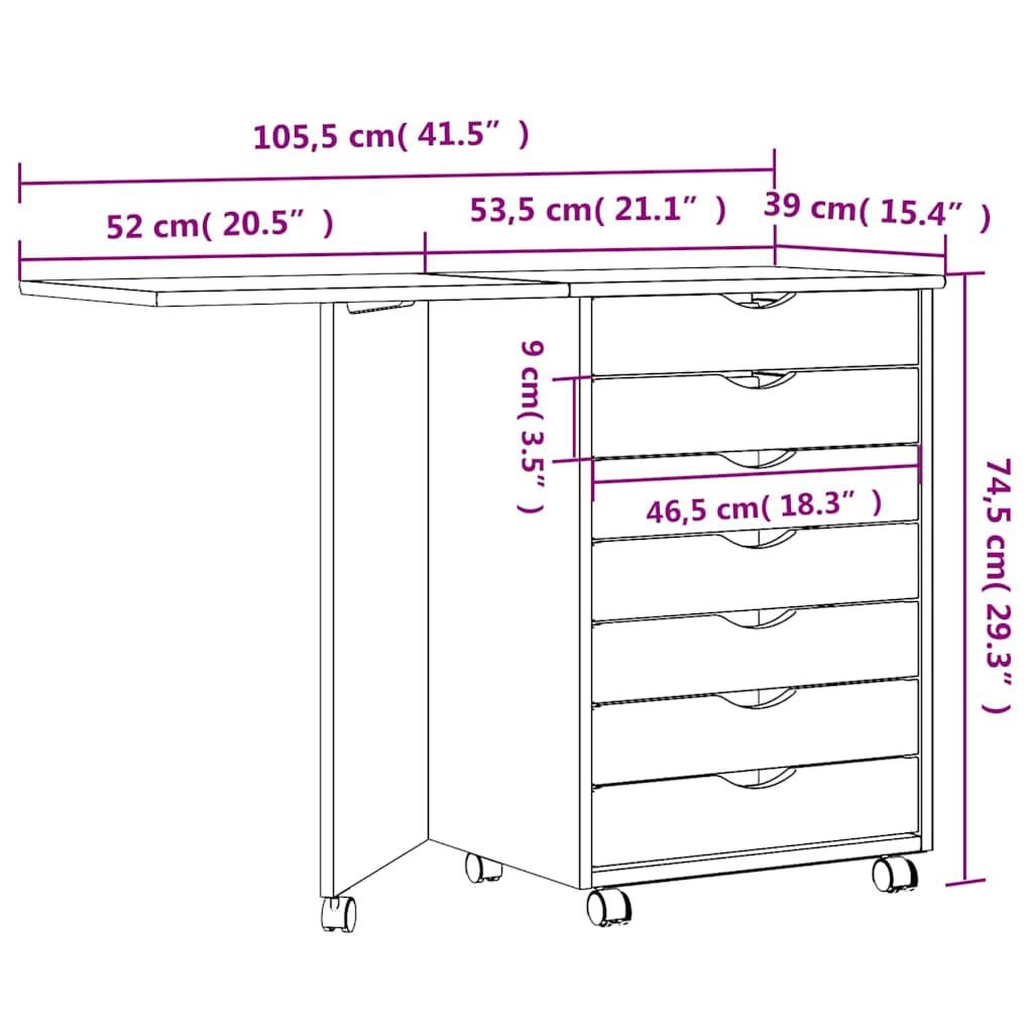 Voir la diapositive 6 : VIDAXL Armoire roulante avec bureau MOSS blanc bois de pin solide
