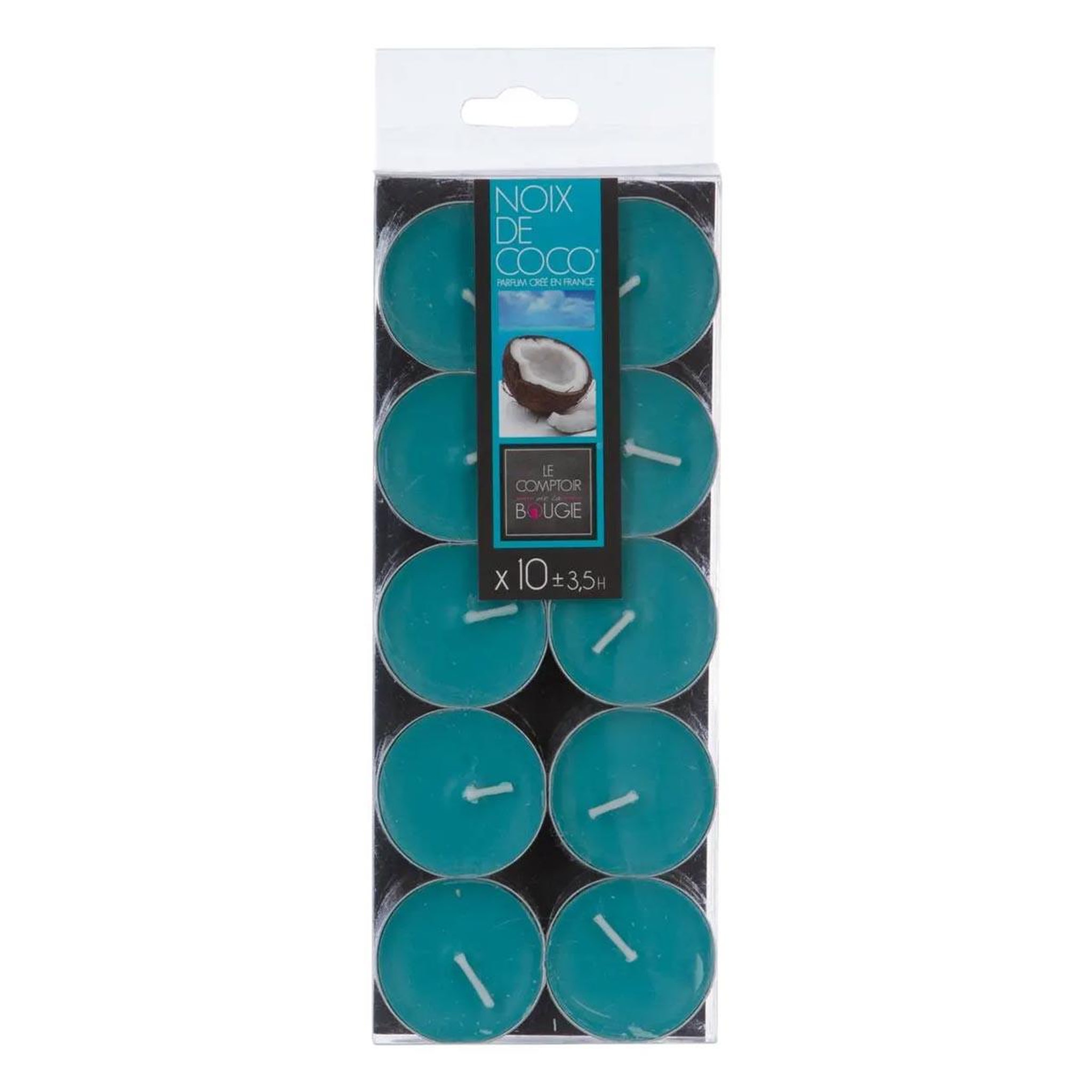 COMPTOIR DE LA BOUGIE Lot de 10 bougies chauffe-plat parfumées 3,7cm coco