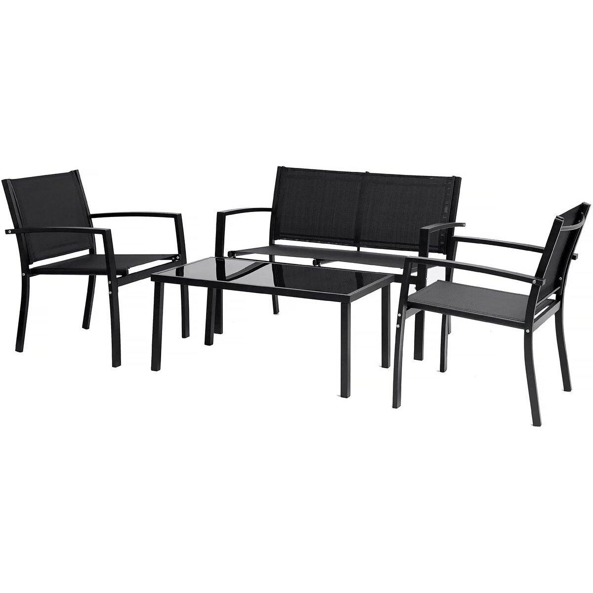 Habitat et Jardin Salon de jardin bas  Lino  - 4 places  - Noir