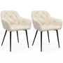 Voir la diapositive 1 : ID MARKET Lot de 2 chaises de salle à manger, fauteuils de table capitonnés LYA velours beige