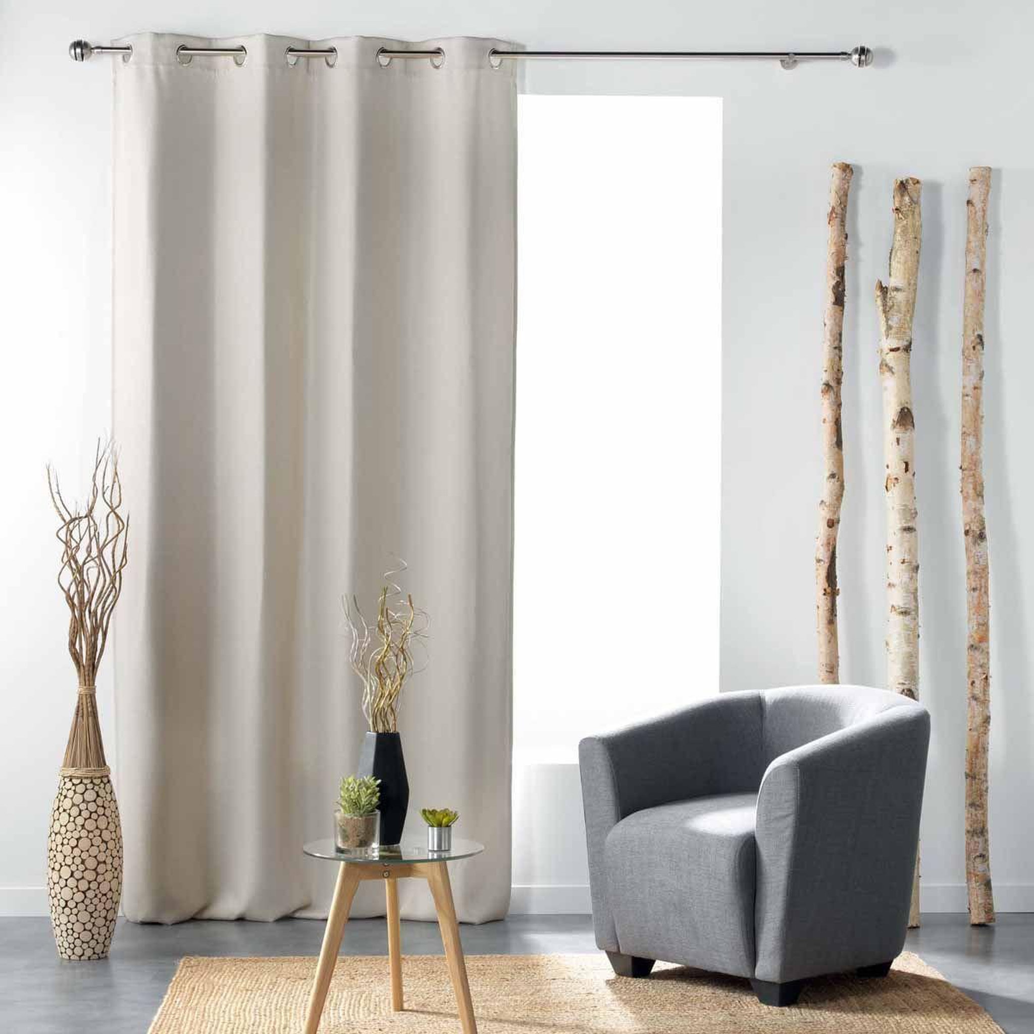 Voir la diapositive 3 : Douceur d'Intérieur Rideau occultant tissé  tramina  135x240cm naturel