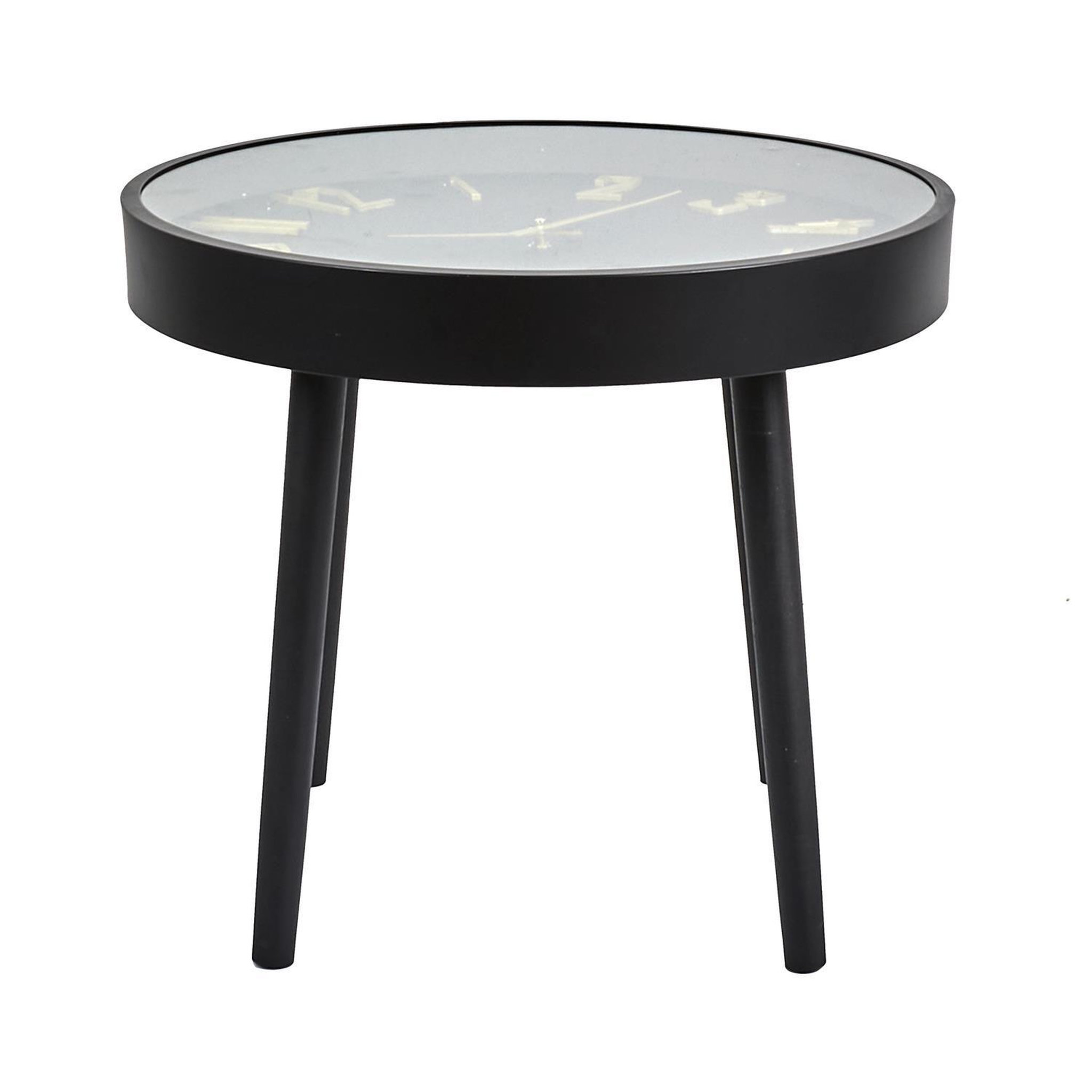 Voir la diapositive 4 : The Home Deco Factory Table d'appoint avec horloge - diam. 50 cm x h. 43,5 cm - noir