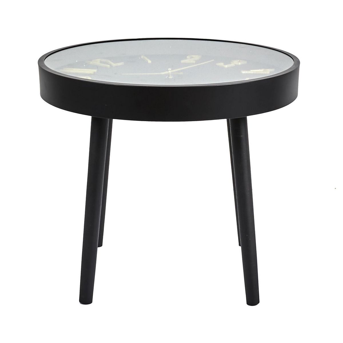 The Home Deco Factory Table d'appoint avec horloge - Diam. 50 cm x H. 43,5 cm - Noir