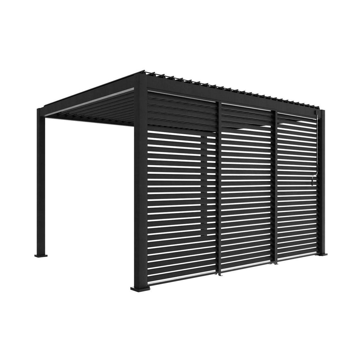 SWEEEK Pergola bioclimatique Triomphe 3x4 + 3 persiennes 130cm pour le côté de 4m. panneau brise vue. L 400 x P 300 x H 250 cm
