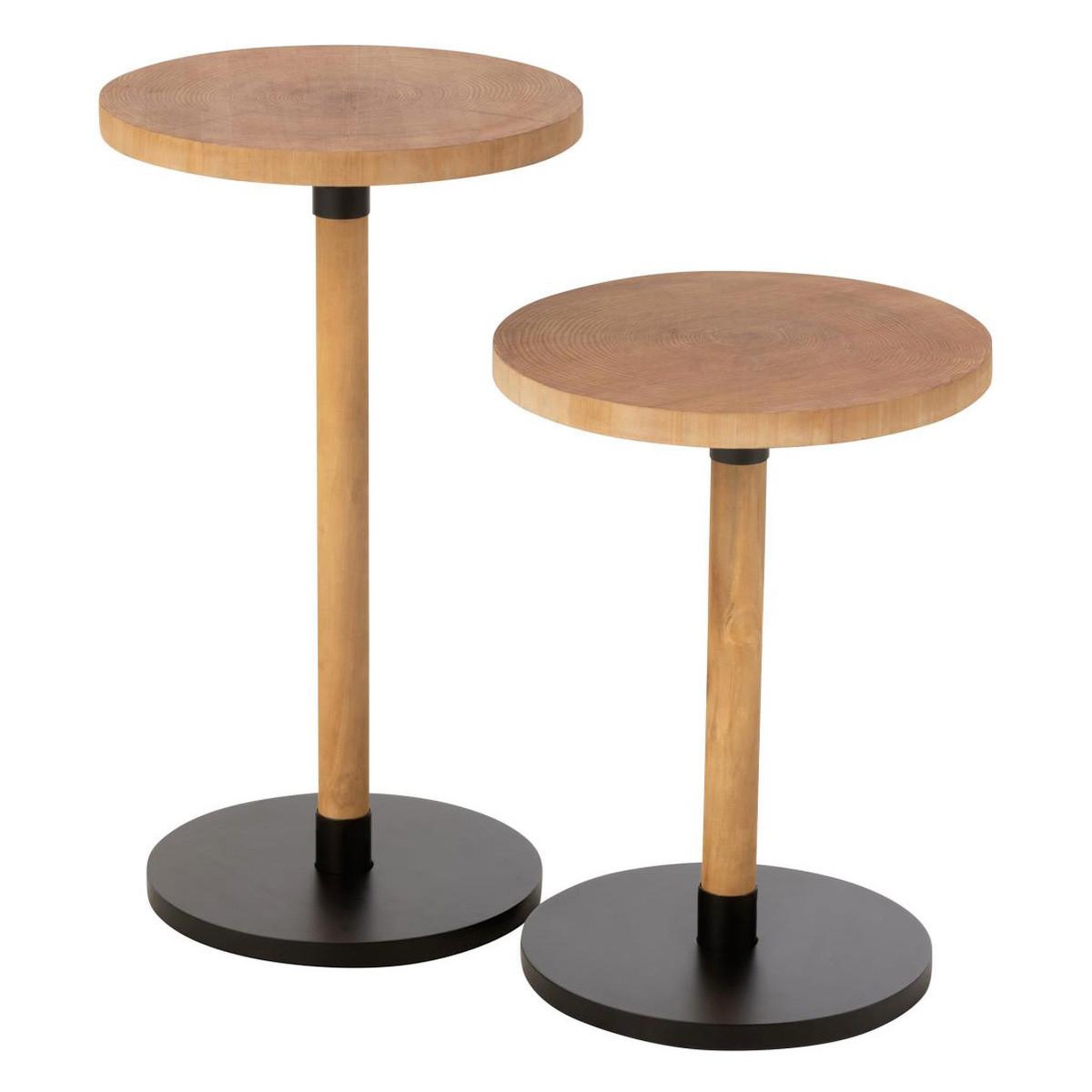 J-LINE Lot de 2 Tables d'Appoint en Bois  Ron  61cm Naturel