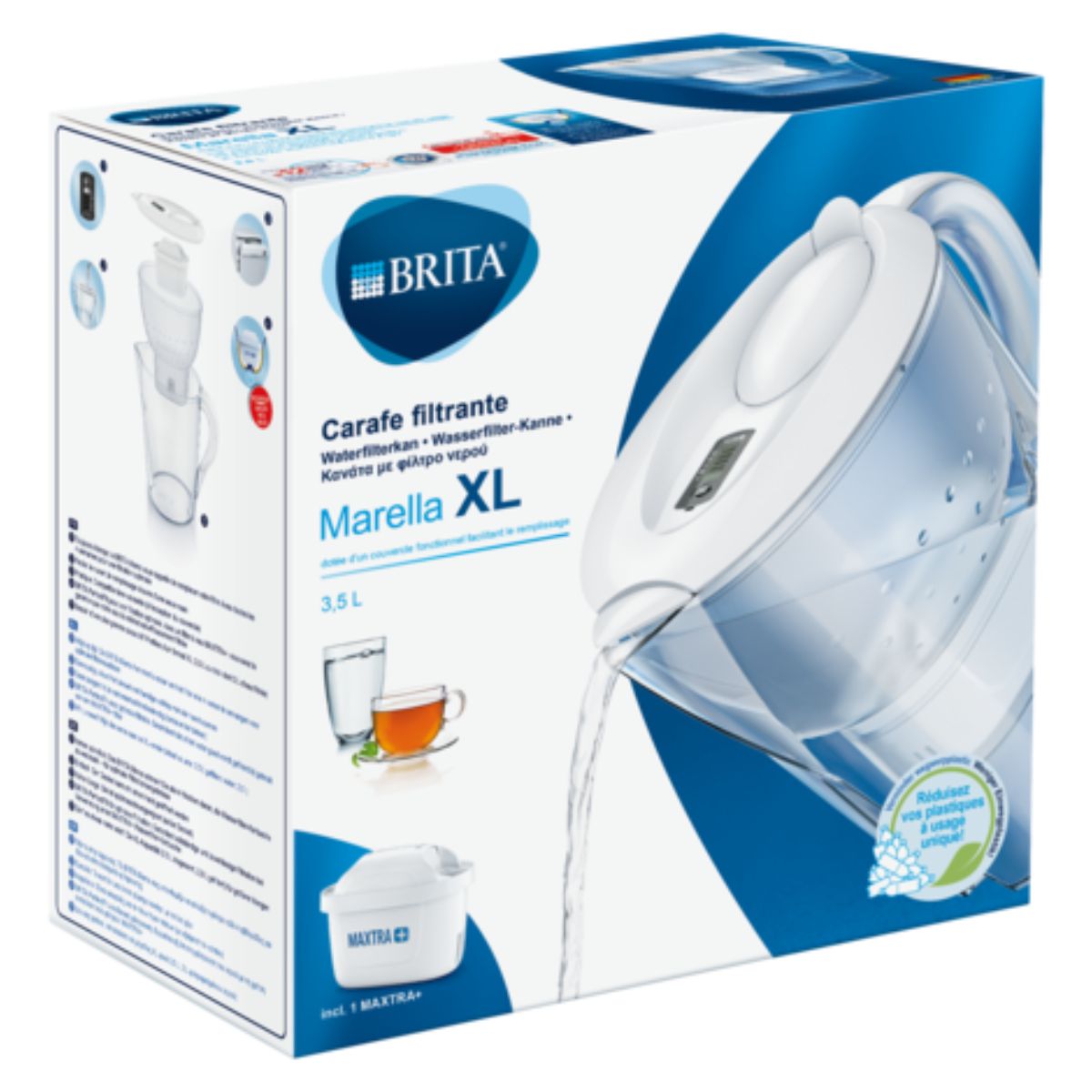 BRITA Carafe filtrante Marella XL blanche + 1 filtre MAXTRA+ inclus         
