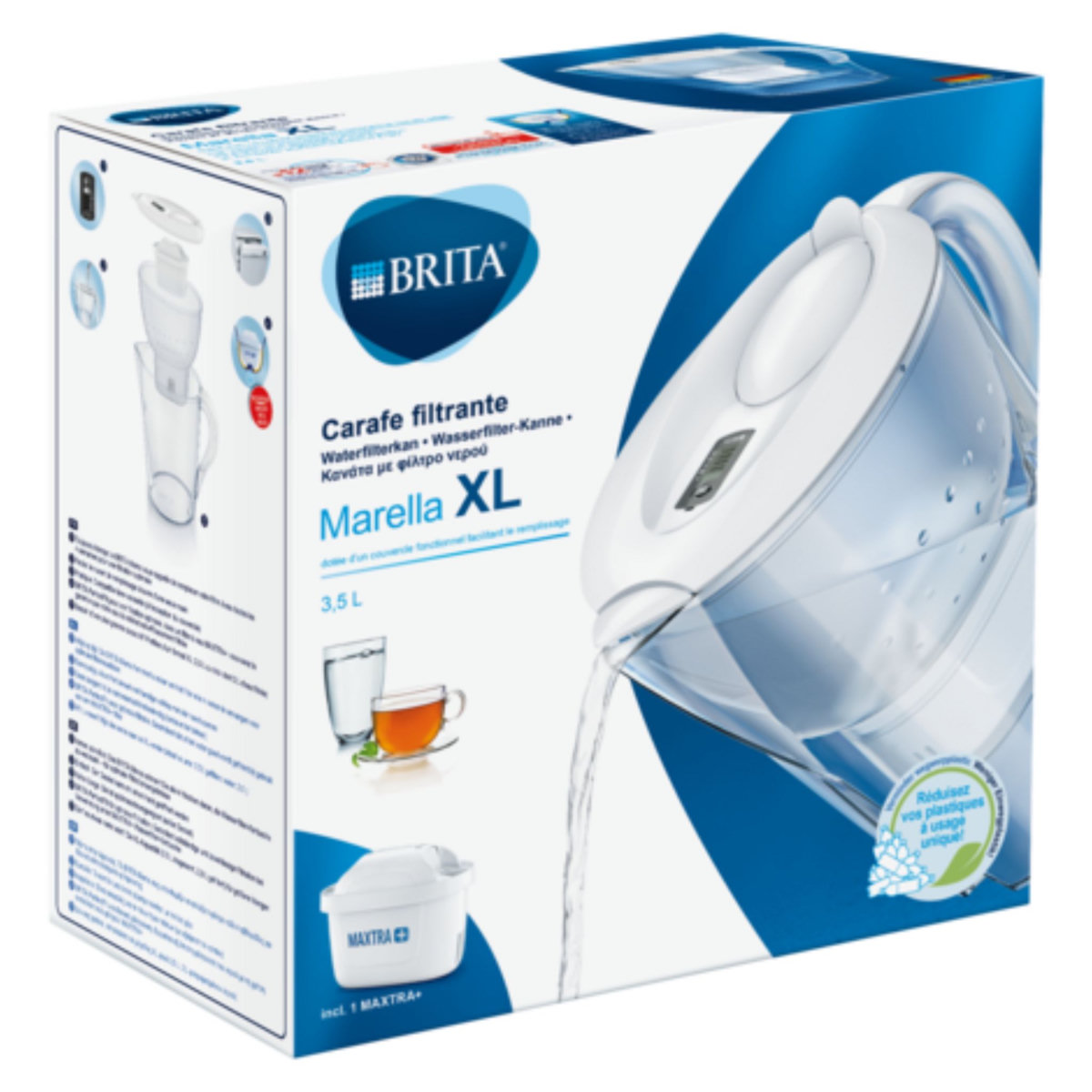 BRITA Carafe filtrante Marella XL blanche + 1 filtre MAXTRA+ inclus         