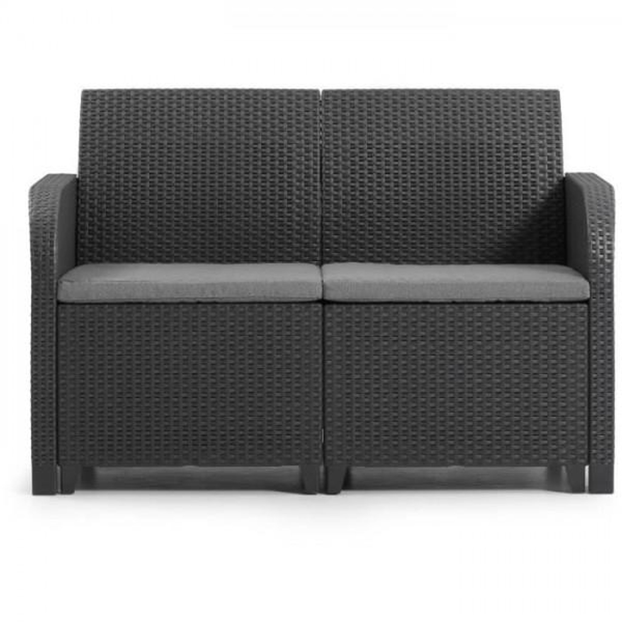Voir la diapositive 3 : ALLIBERT by KETER Banquette de jardin - Allibert by KETER - SanRemo - en résine imitation rotin tressé - Gris graphite