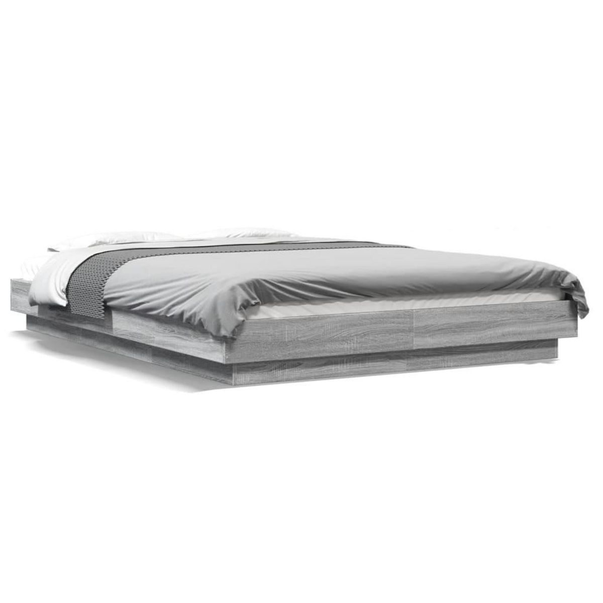 VIDAXL Cadre de lit et lumieres LED sans matelas sonoma gris 140x190cm