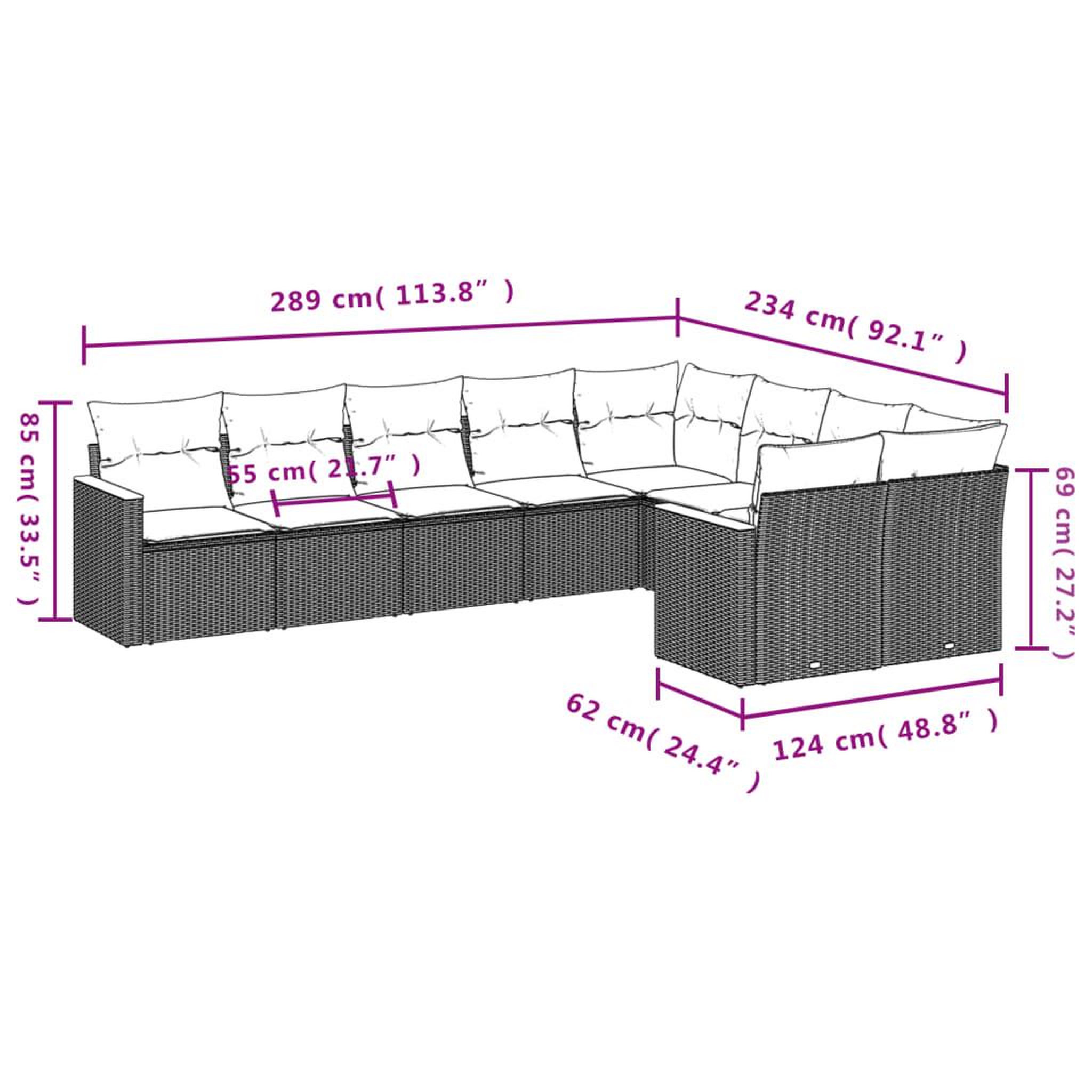 Voir la diapositive 4 : VIDAXL Salon de jardin 9 pcs avec coussins noir resine tressee
