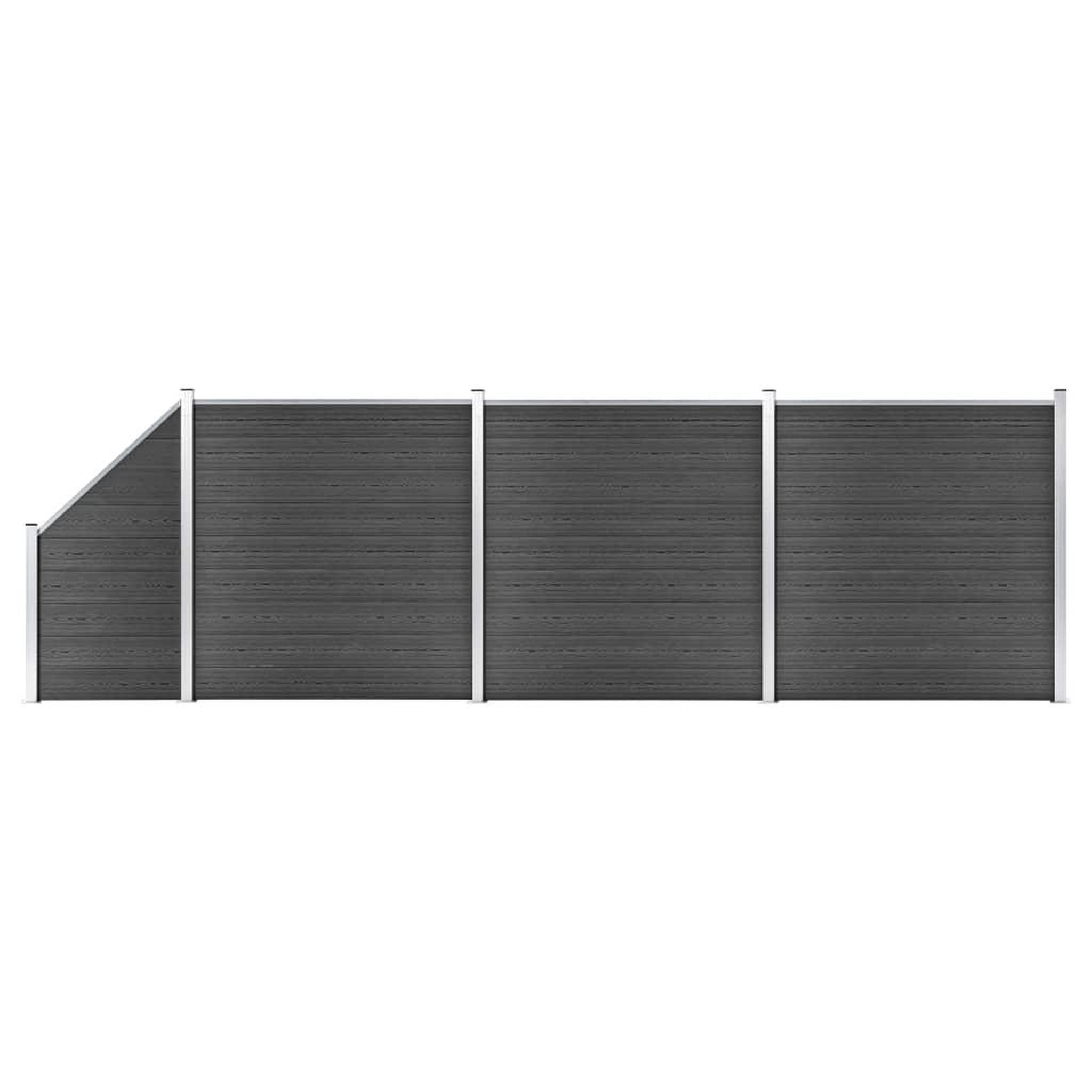 Voir la diapositive 1 : VIDAXL Ensemble de panneau de cloture WPC 619x(105-186) cm Noir