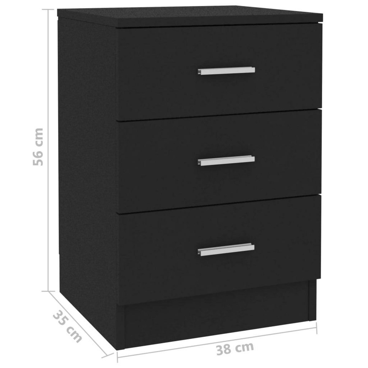 VIDAXL Table de chevet Noir 38 x 35 x 56 cm Bois d'ingenierie
