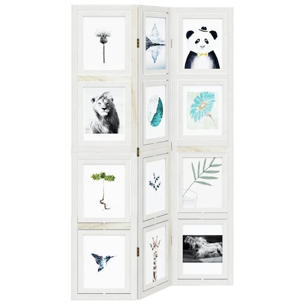 VIDAXL Cloison de separation 3 panneaux blanc bois de paulownia massif