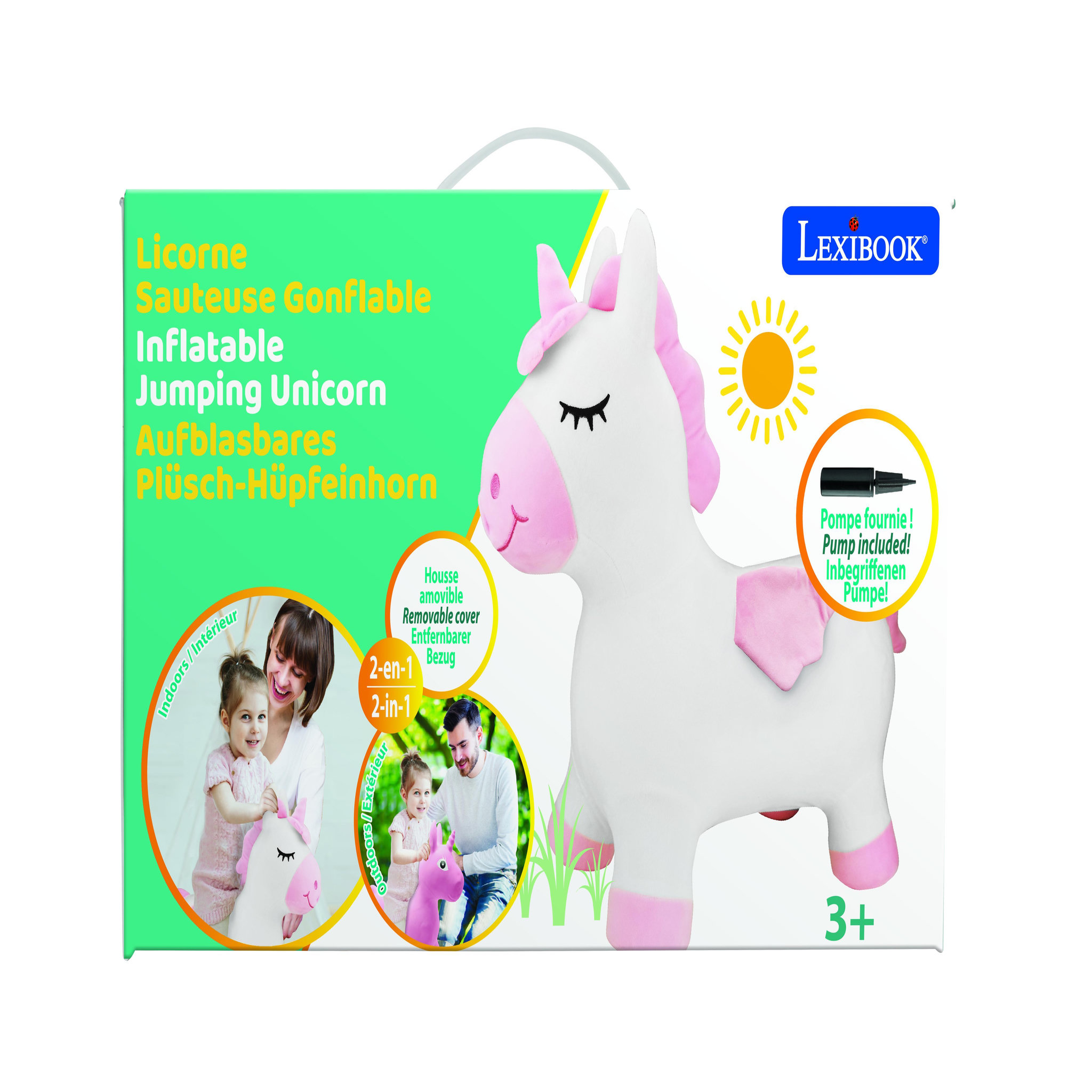 Voir la diapositive 5 : Lexibook Licorne Sauteuse Gonflable avec housse en peluche