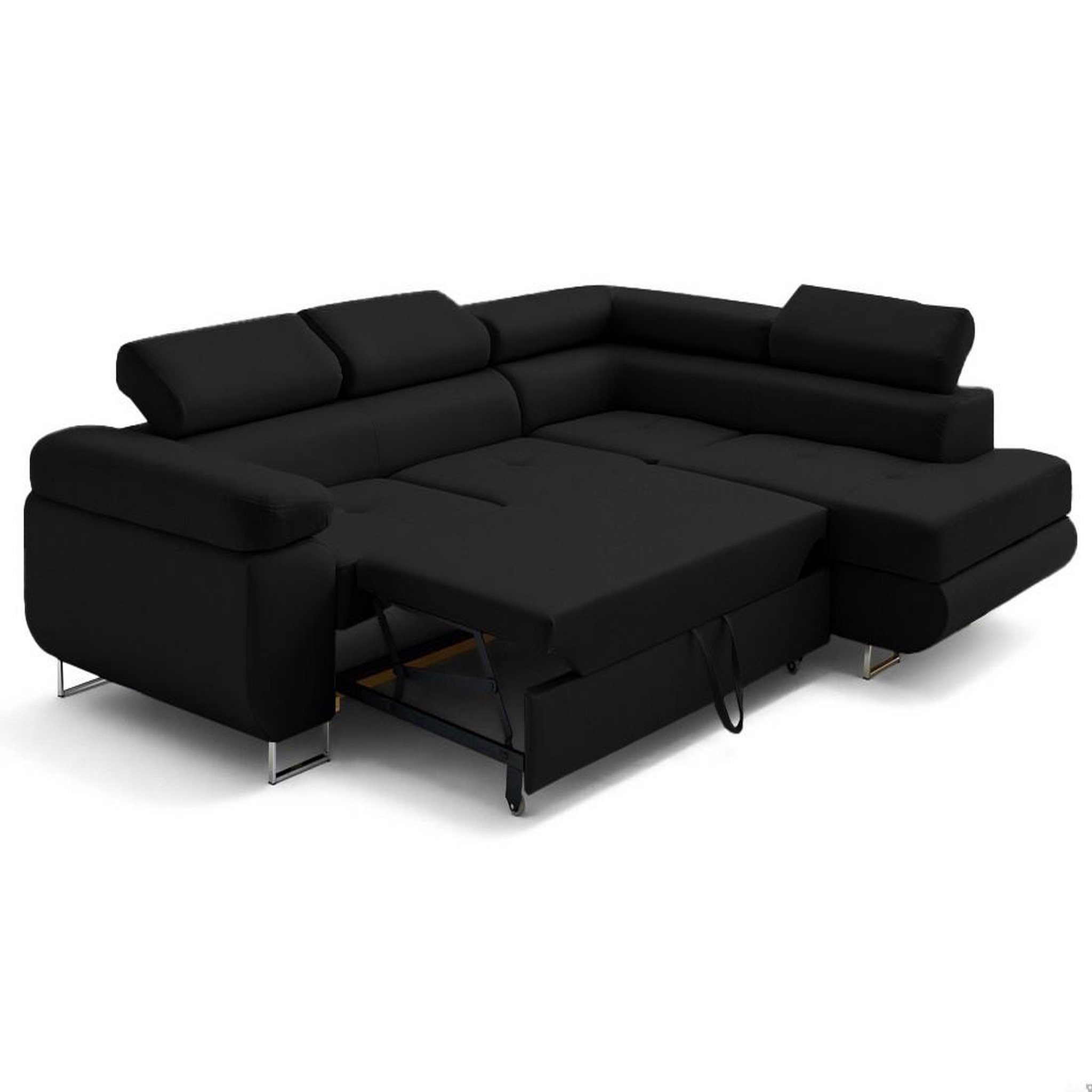 Voir la diapositive 5 : LISA DESIGN Zaria - canapé d'angle droit 5 places convertible avec coffre et têtières en simili