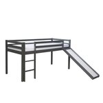 HomeStyle4U Lit gris mi-haut avec matelas sommier à lattes