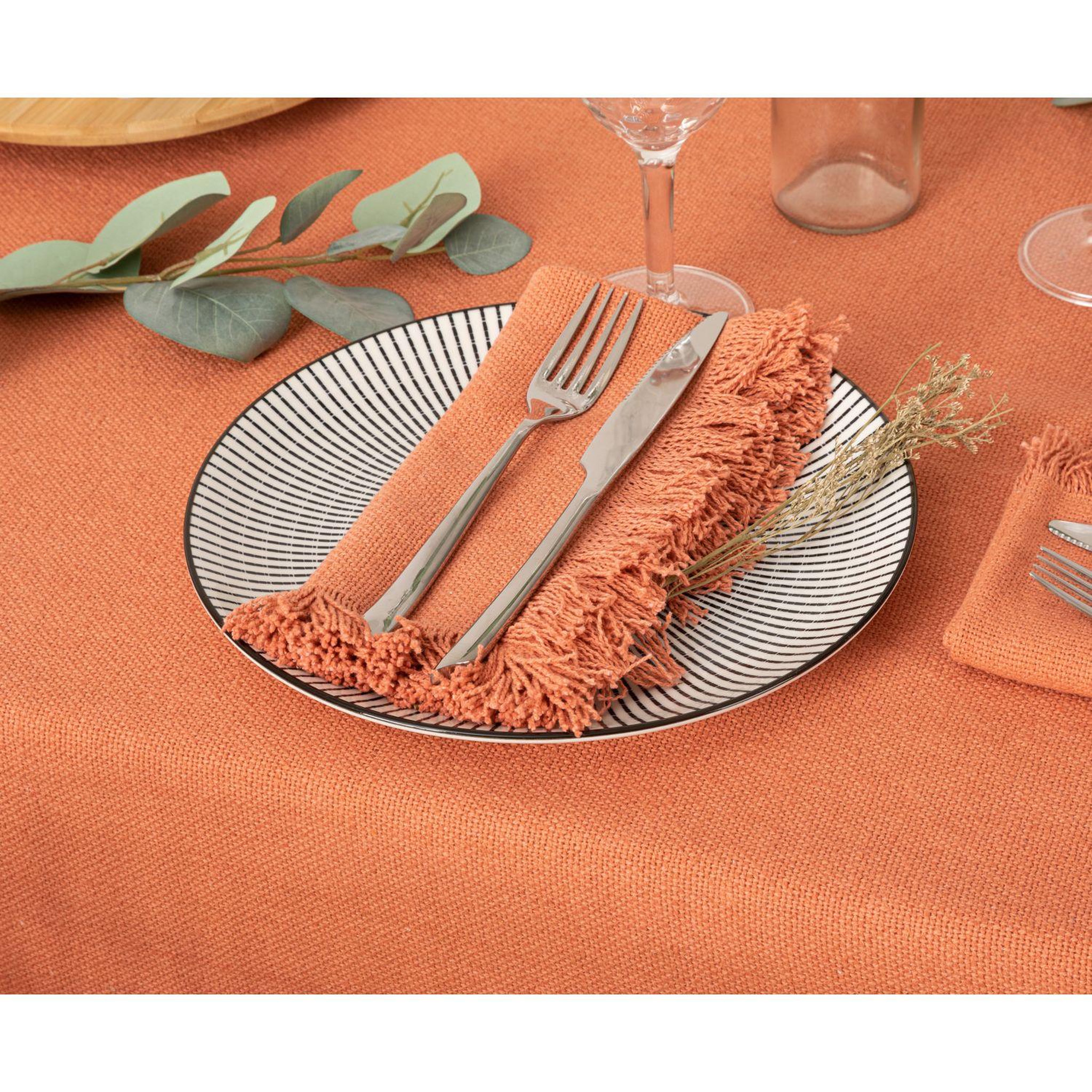 Voir la diapositive 2 : ATMOSPHERA Ensemble de 2 serviettes de table à franges maha