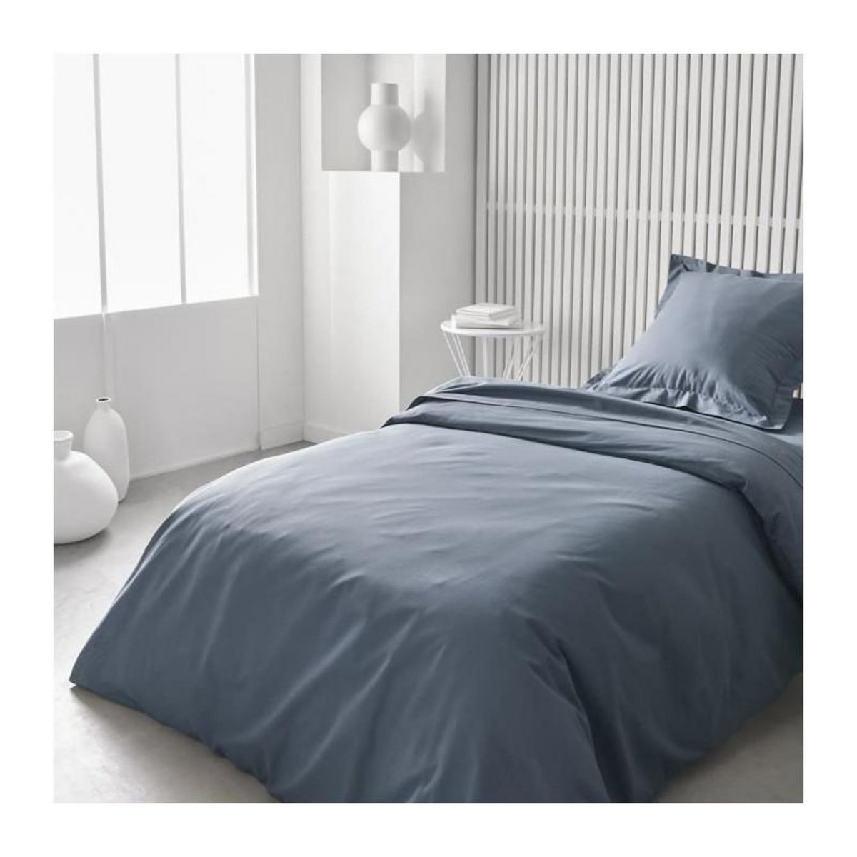 Today Housse de couette TODAY Essential - 140 x 200 cm - 1 personne - 100% Coton uni - Denim