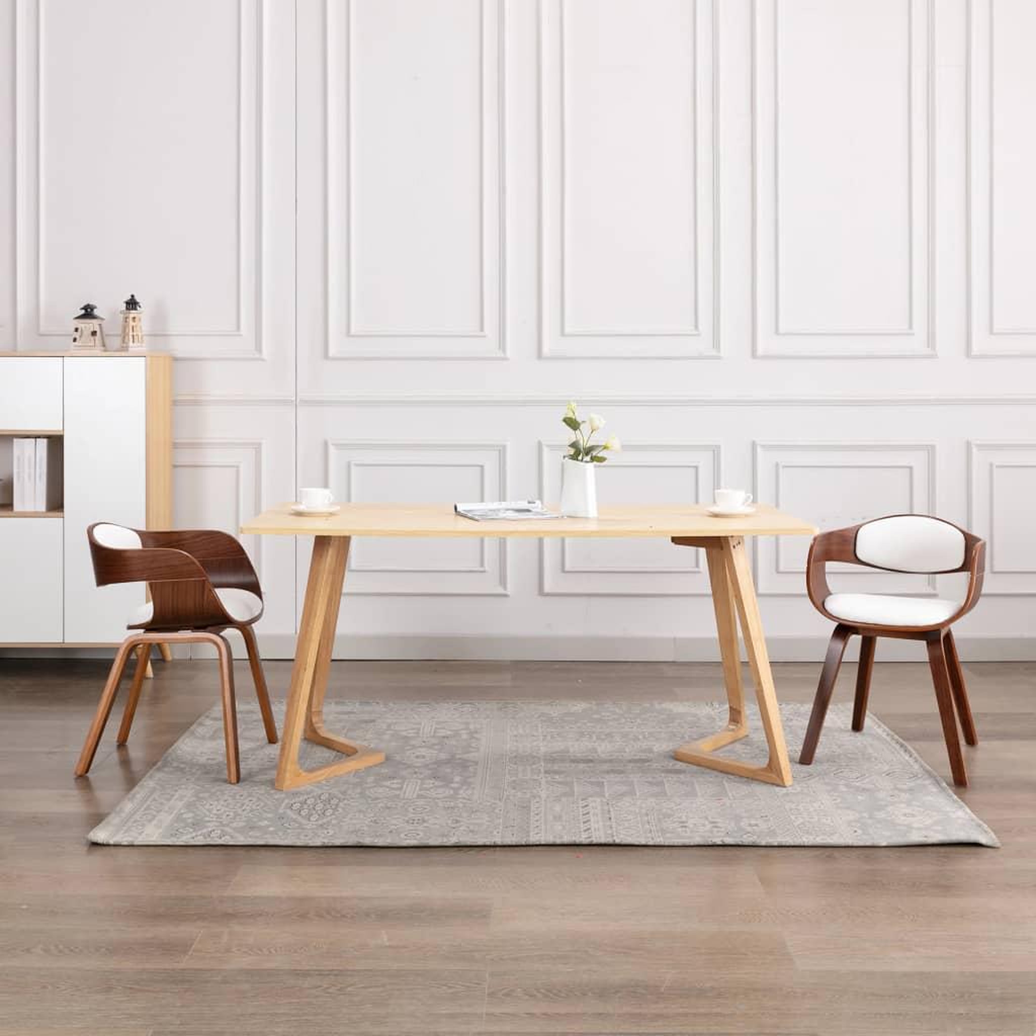 VIDAXL Chaises a manger lot de 2 bois courbe et similicuir