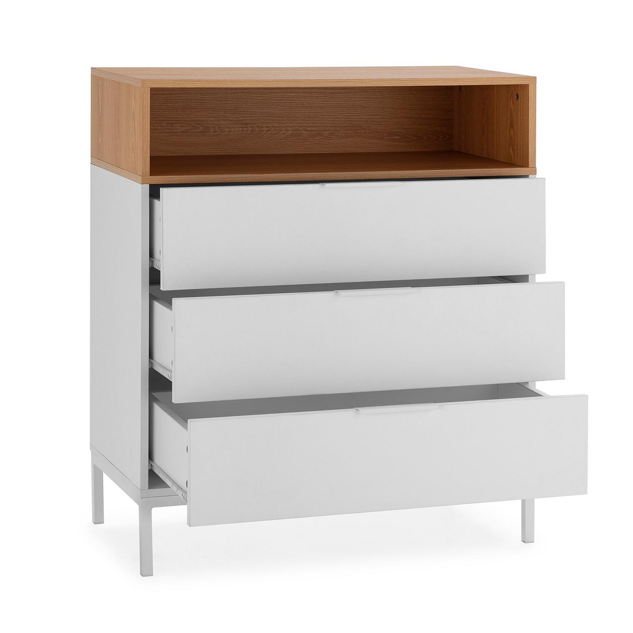 Voir la diapositive 3 : VS VENTA-STOCK Commode Nieve 3 tiroirs couleur Blanc
