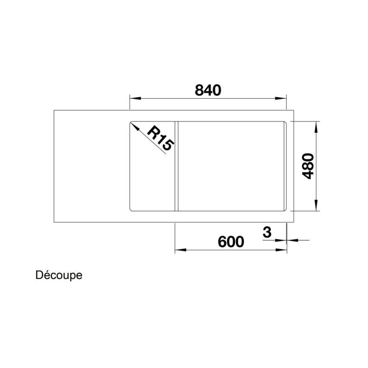 Blanco Evier à encastrer 86cm silgranit noir - 526087