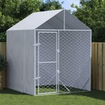 VIDAXL Chenil d'exterieur pour chiens avec toit argente 2x2x2,5 m