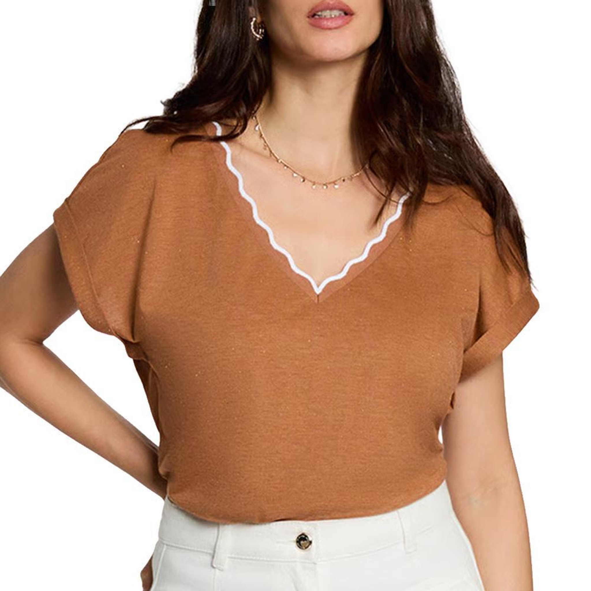 MORGAN T-Shirt Orange Femme Morgan Fantaisie. Coloris disponibles : Orange
