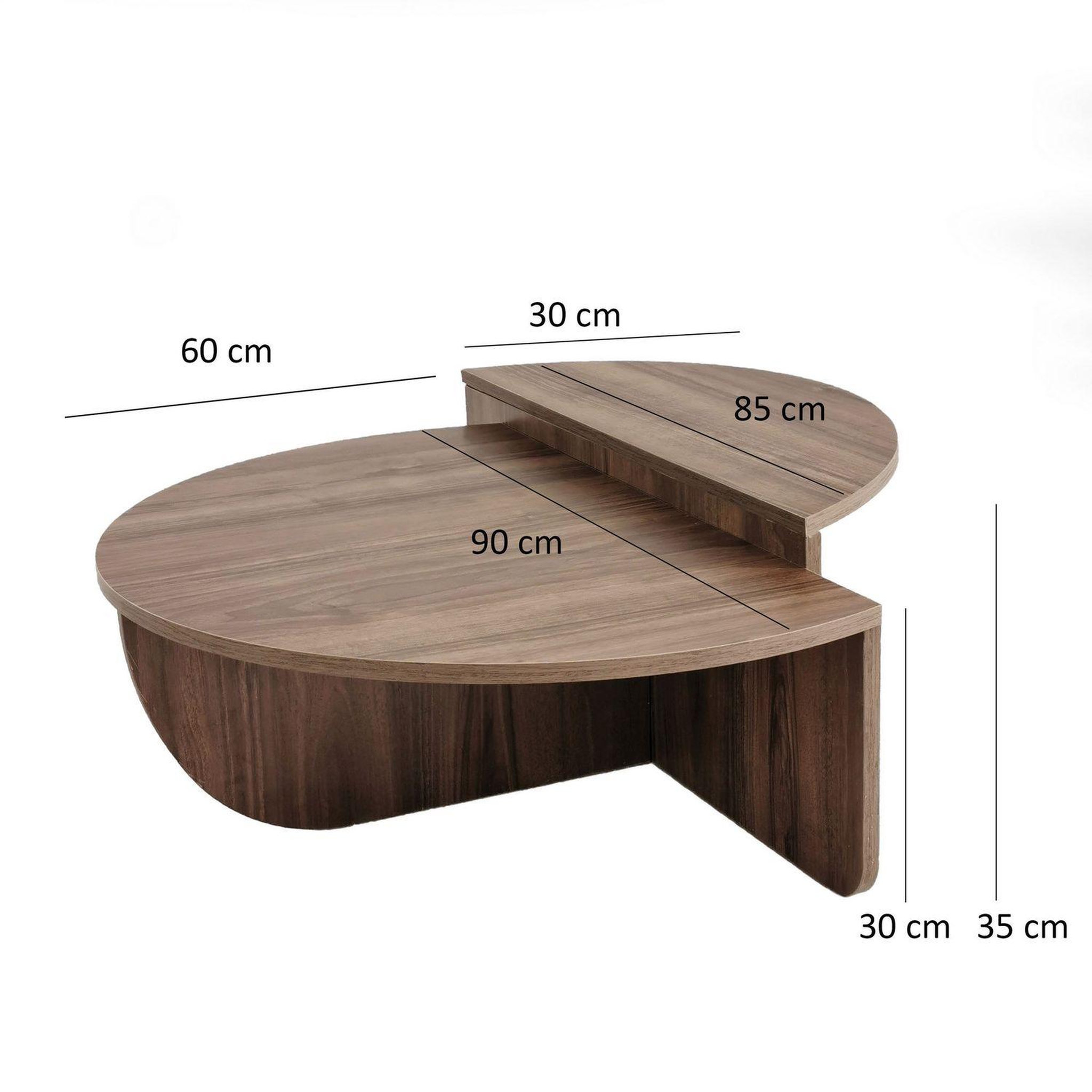 Voir la diapositive 4 : TOILINUX Table basse 2 demis-cercles en panneaux de particules diam.90cm