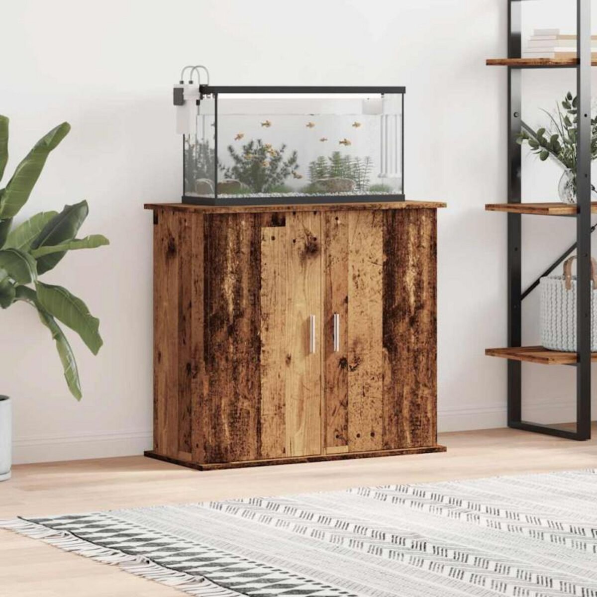 VIDAXL Support pour aquarium vieux bois 81x36x73 cm bois d ingénierie