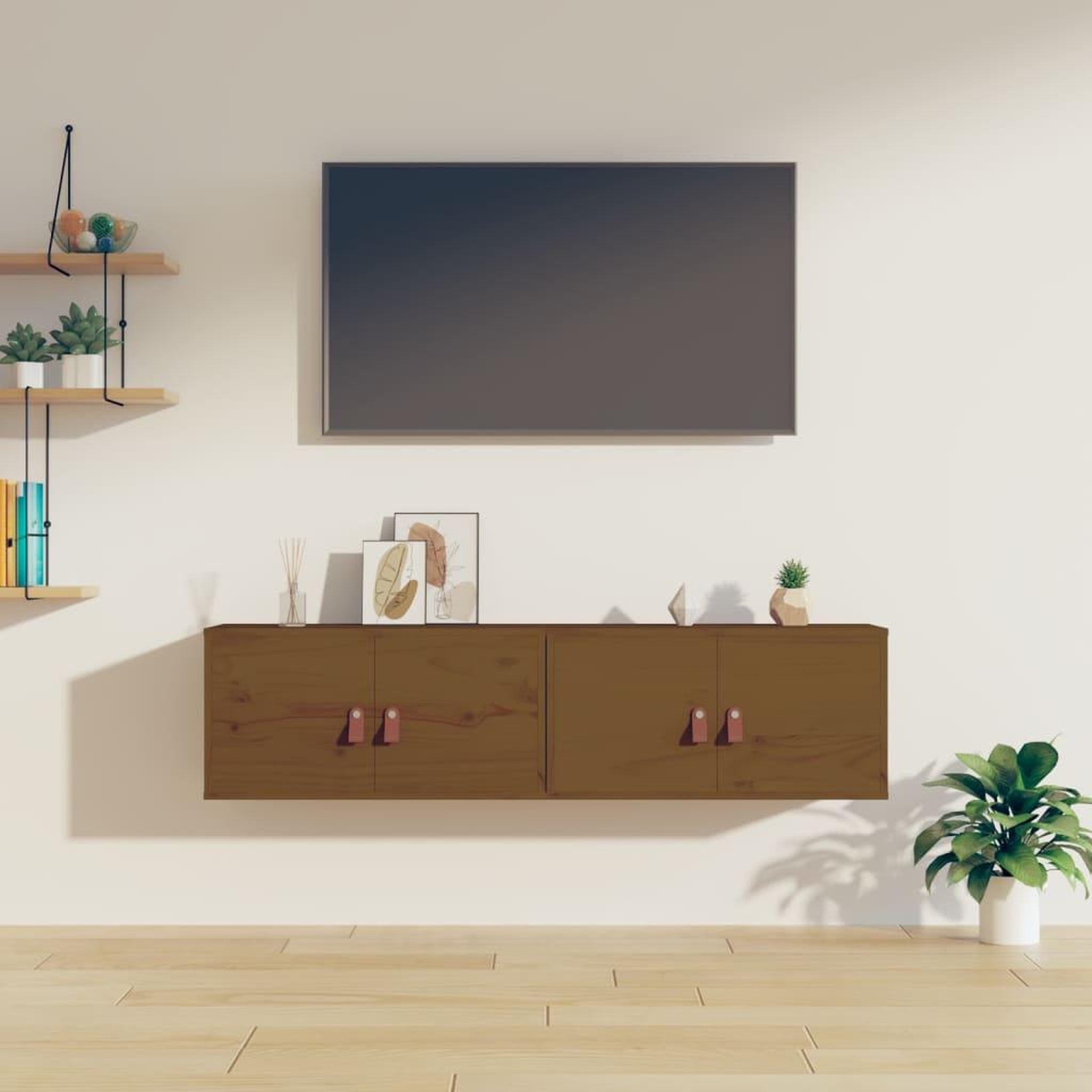 Voir la diapositive 1 : VIDAXL Armoires murales 2pcs Marron miel 60x30x30cm Bois de pin massif