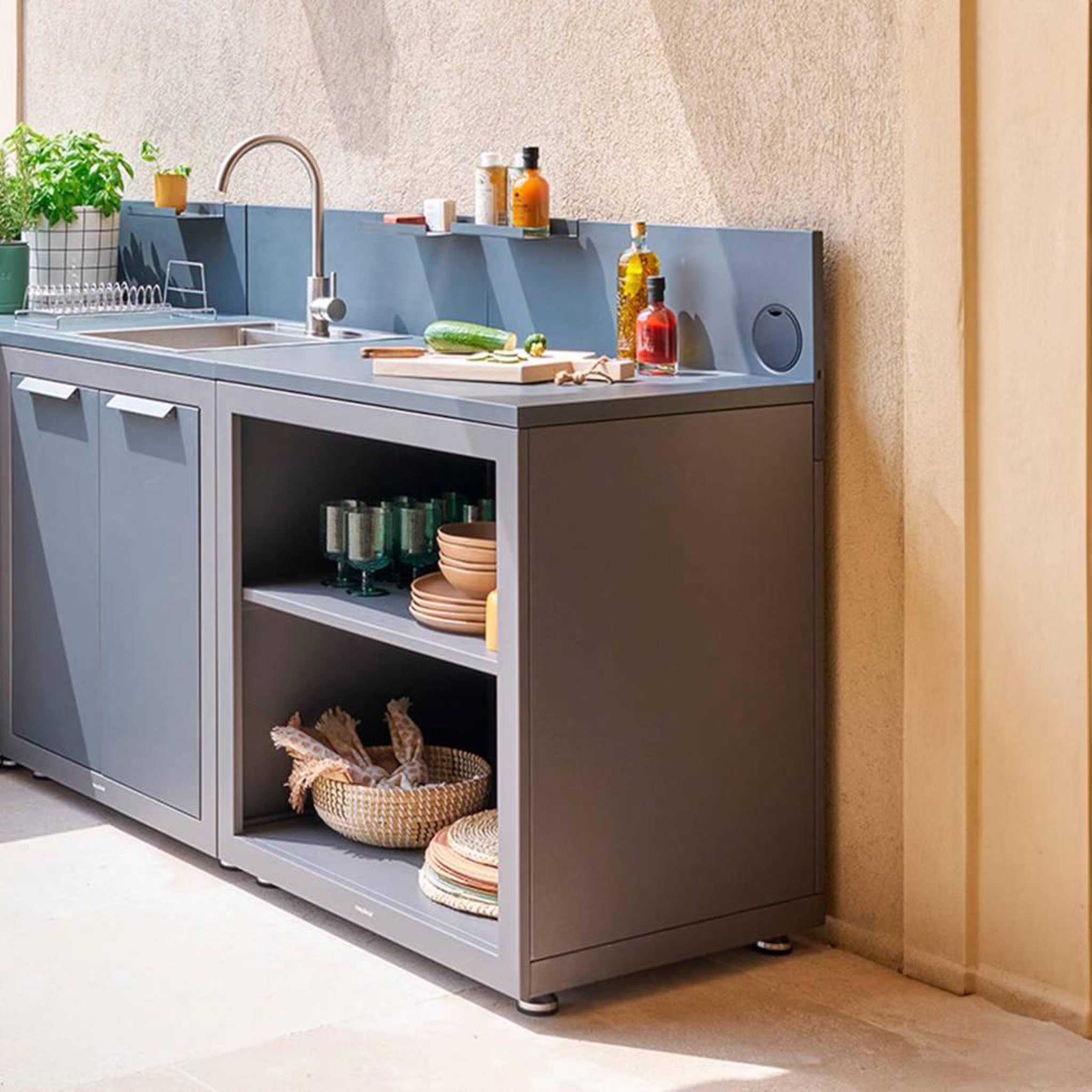Voir la diapositive 2 : HESPERIDE Module avec étagère pour cuisine extérieure oxyana - hespéride