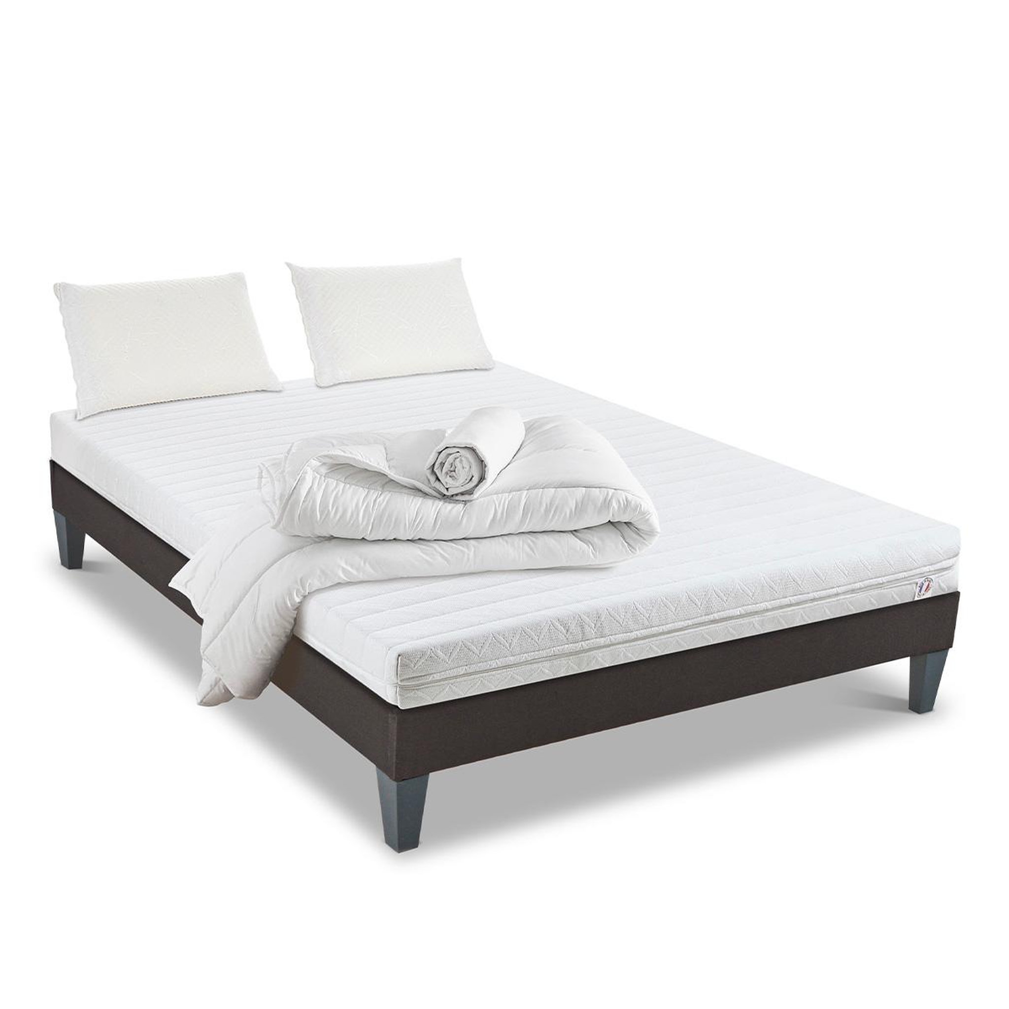 Voir la diapositive 3 : OLYMPE LITERIE Olympe literie | pack prêt à dormir egio | matelas latex like + sommier bois + accessoires