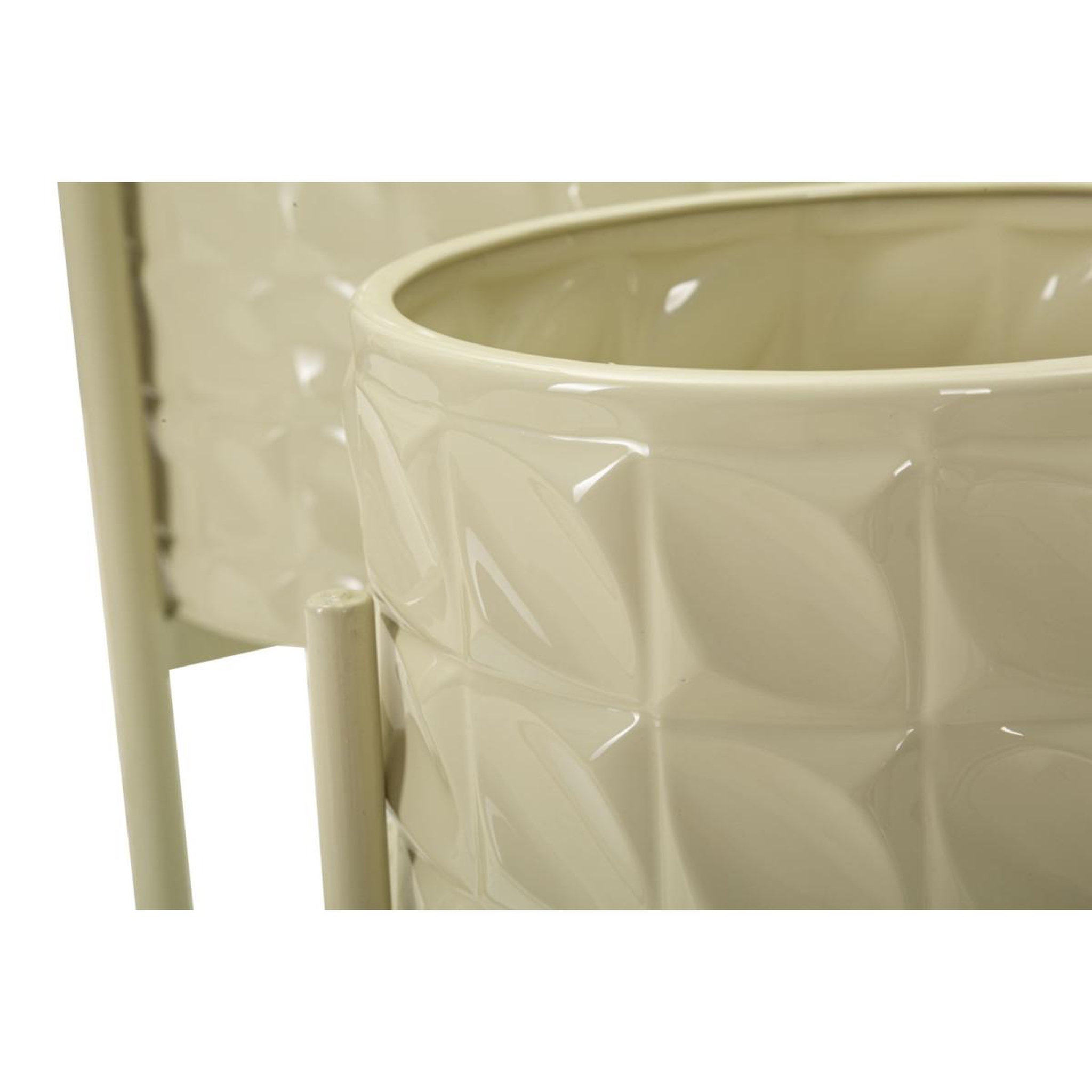 Voir la diapositive 6 : Paris Prix Lot de 3 cache-pots sur pied  betsy  56cm crème