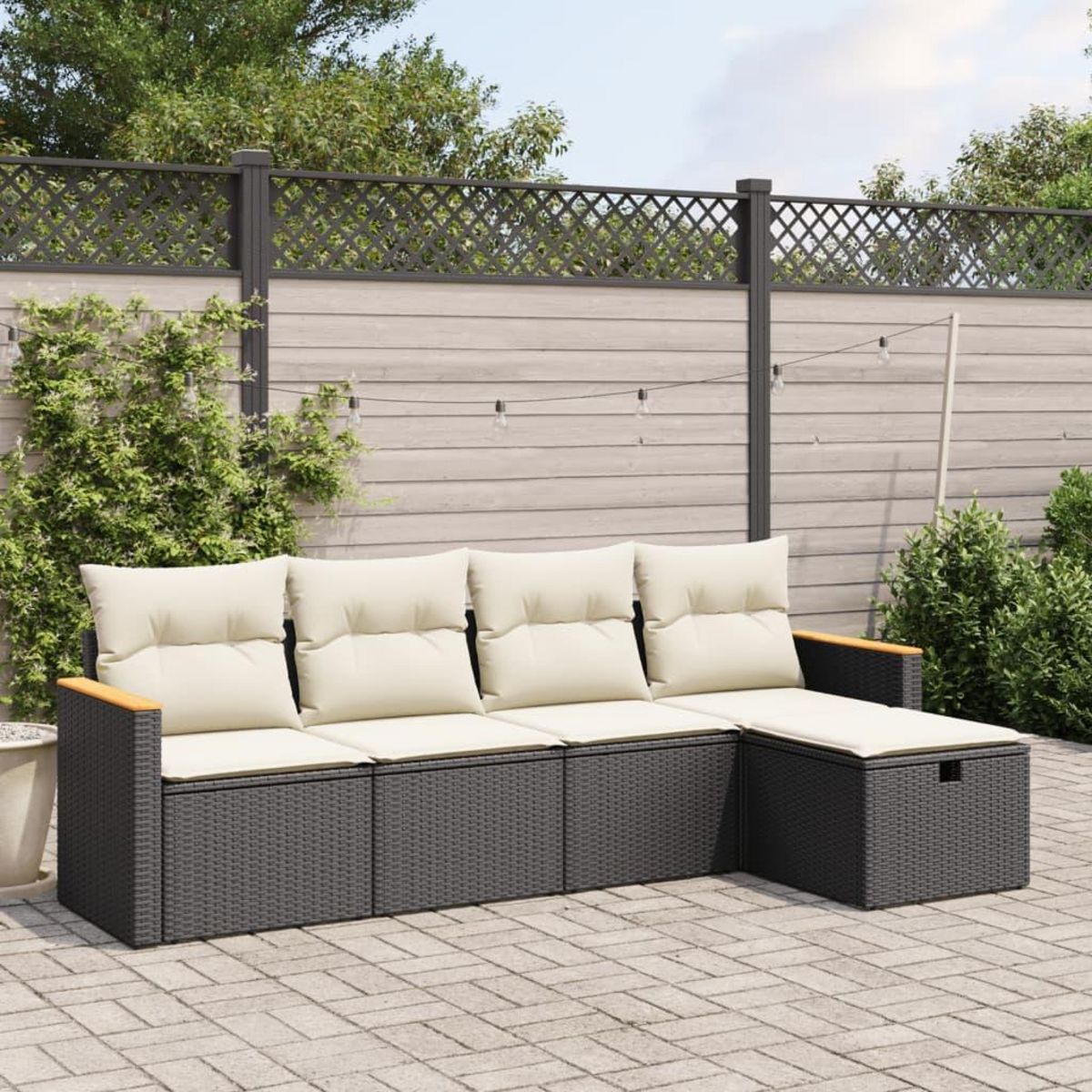 VIDAXL Salon de jardin 5 pcs avec coussins noir resine tressee