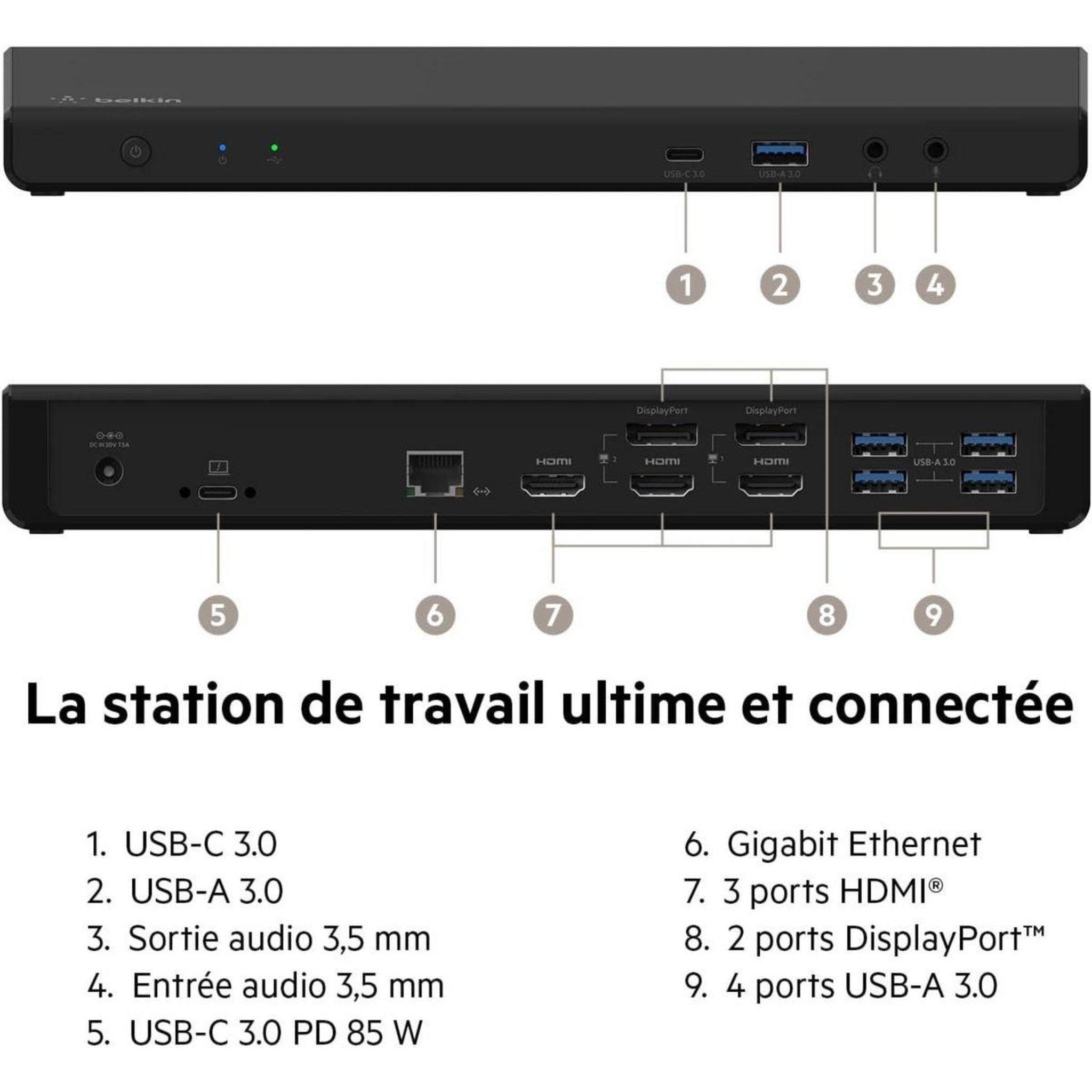 Voir la diapositive 4 : Belkin Station d'accueil 4K DISPLAYLINK DOCKING STATION