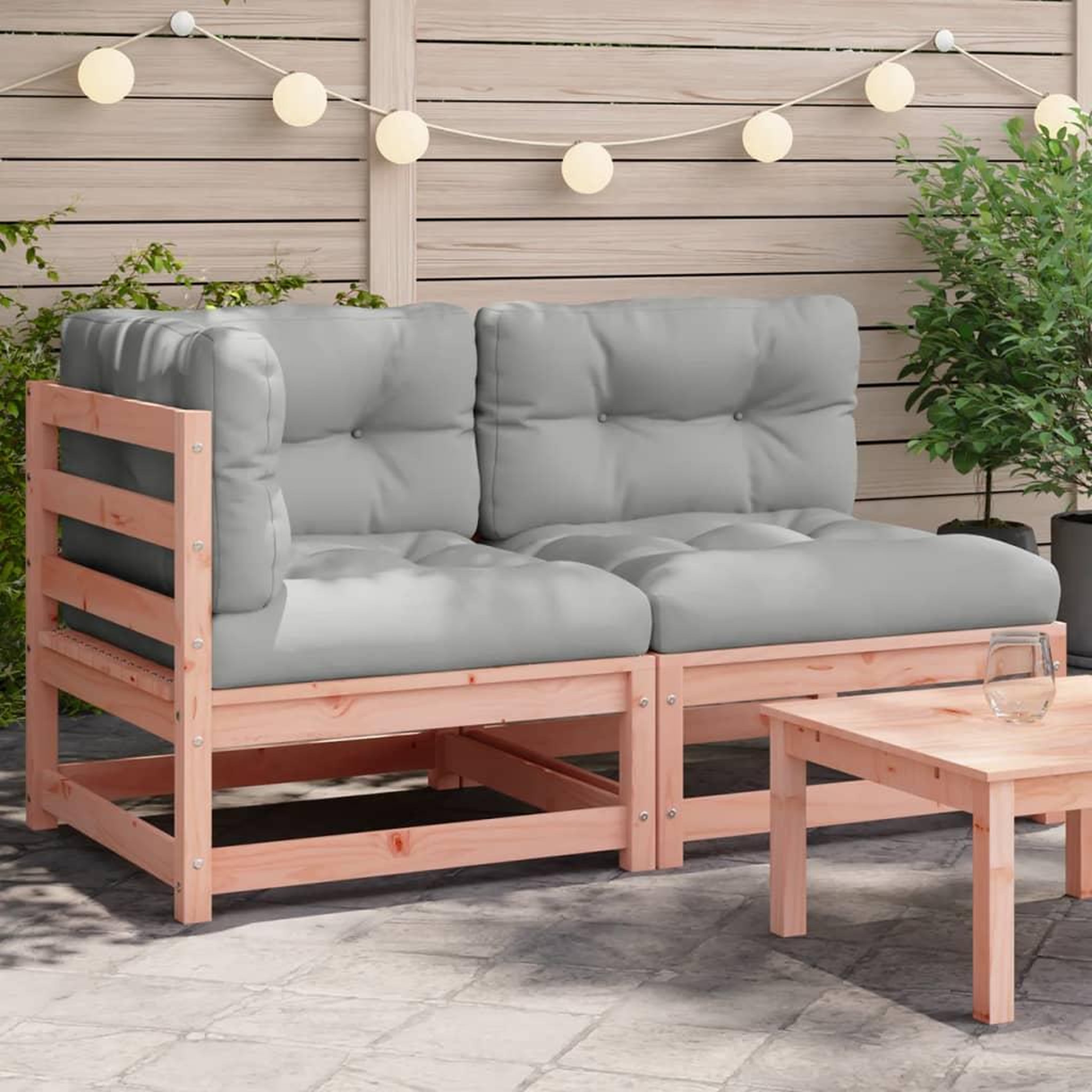 VIDAXL Canape de jardin avec coussins 2 places bois massif douglas