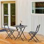 Voir la diapositive 2 : OUTSUNNY Salon de jardin bistro pliable - table carrée dim. 60L x 60l x 71H cm avec 2 chaises - métal thermolaqué gris