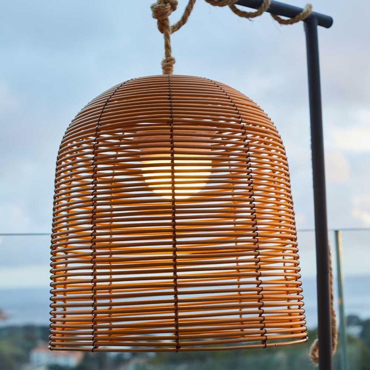 Lumisky Suspension extérieur sans fil HANG BOHEME Bois Poly rotin D30CM