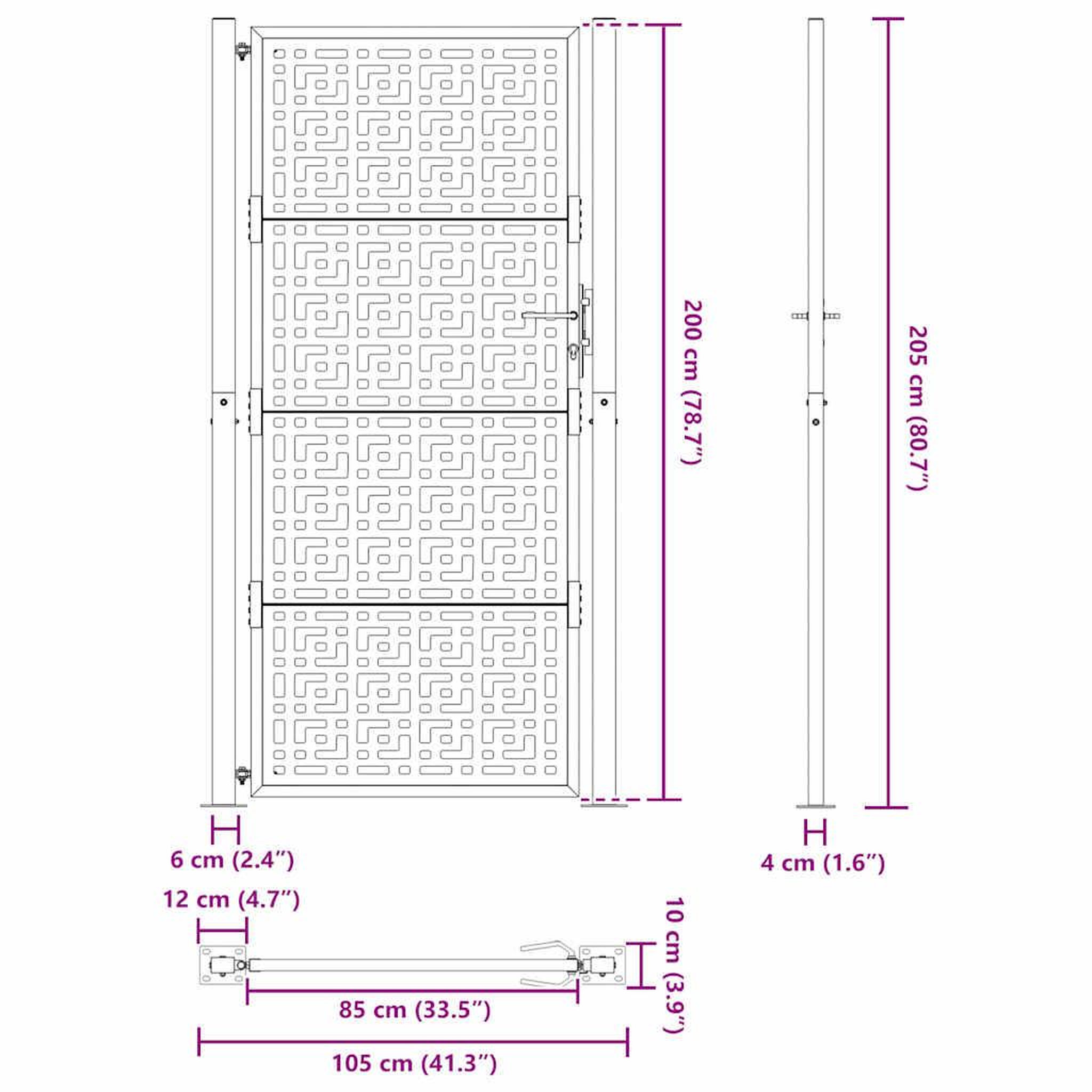 Voir la diapositive 6 : VIDAXL Porte de jardin acier resistant aux intemperies design croise