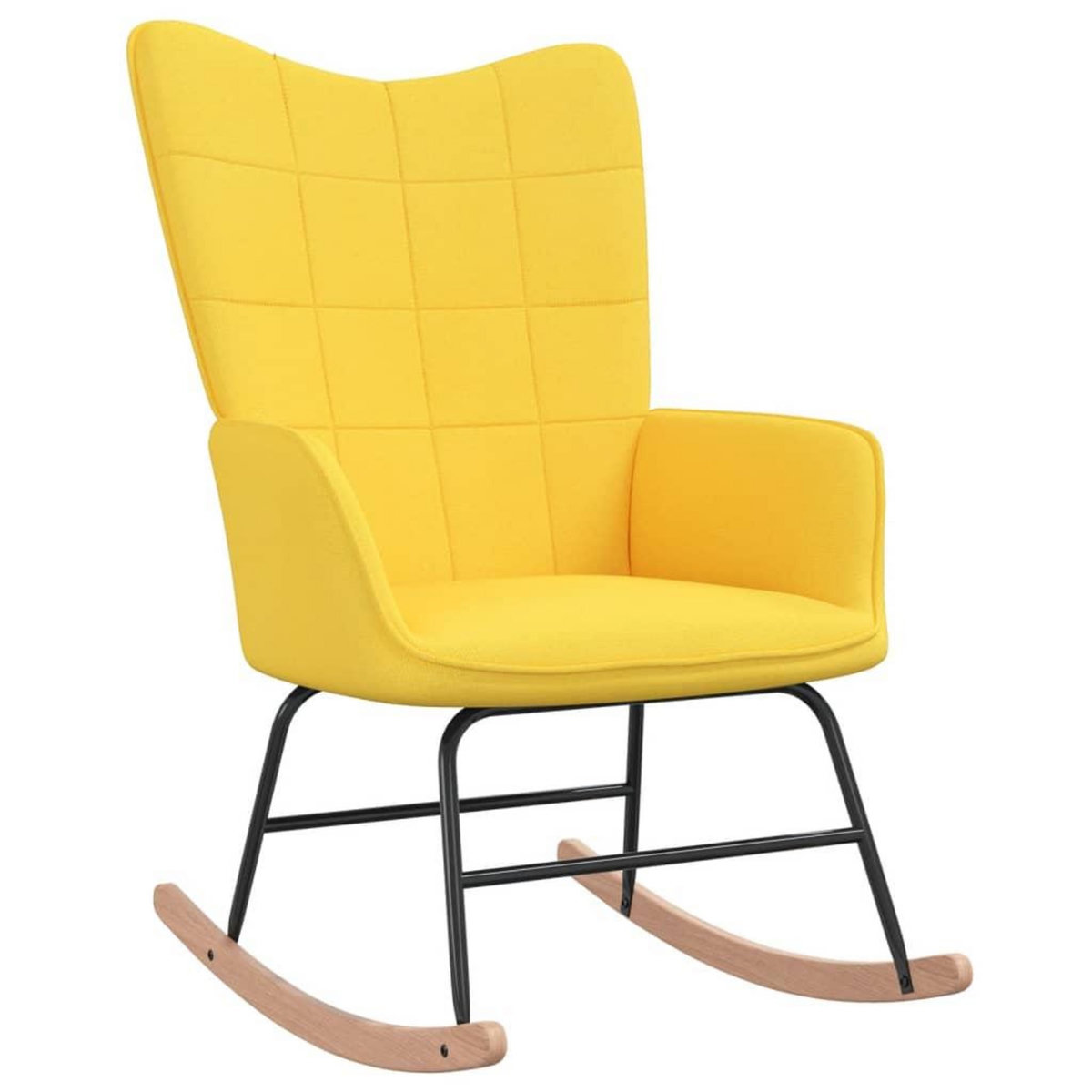 VIDAXL Chaise a bascule Jaune moutarde Tissu