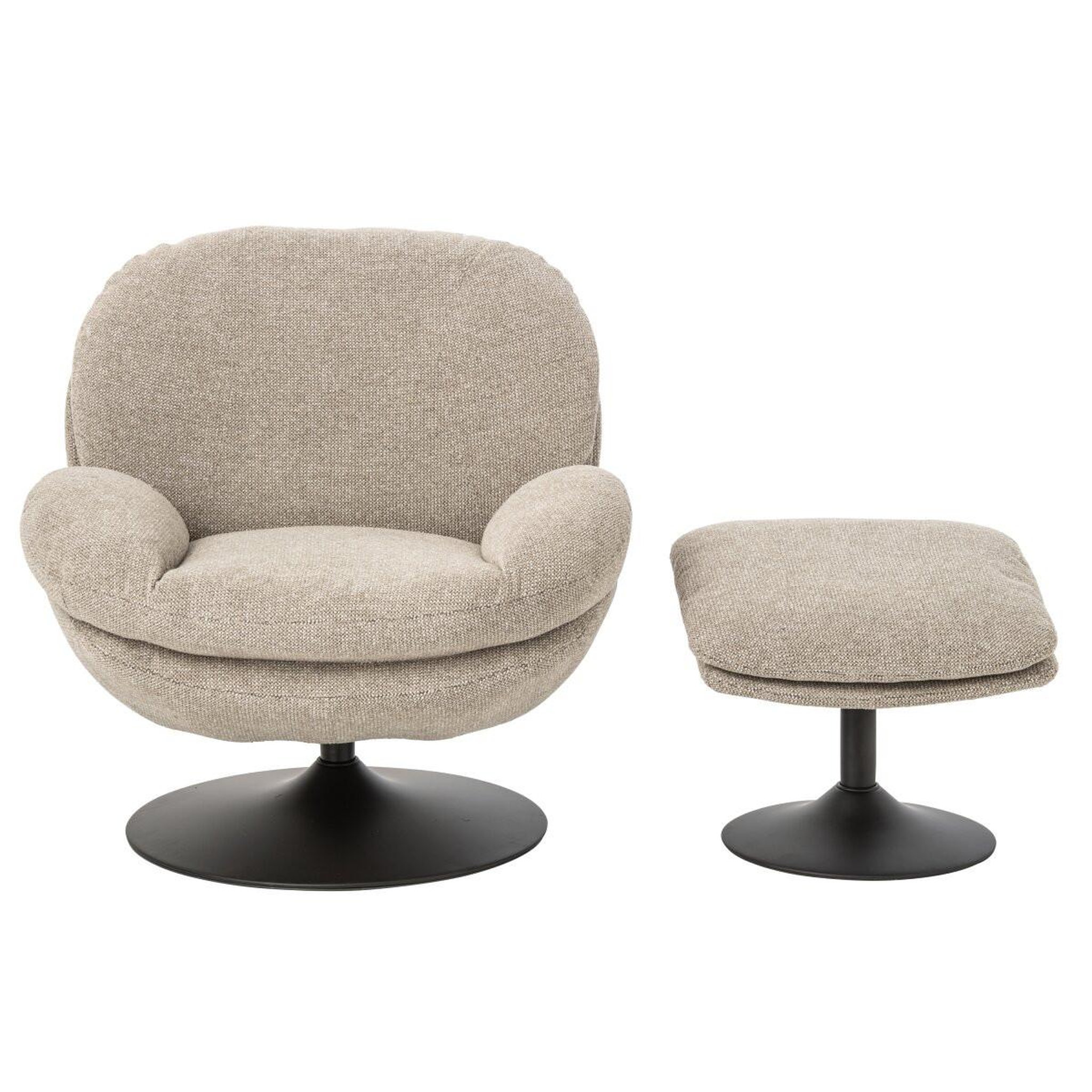 Voir la diapositive 2 : J-LINE Fauteuil avec pouf repose-pieds  helle  88cm beige