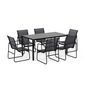 Voir la diapositive 2 : BEST MOBILIER Murillo - ensemble table et chaises de jardin - 6 personnes - noir et gris