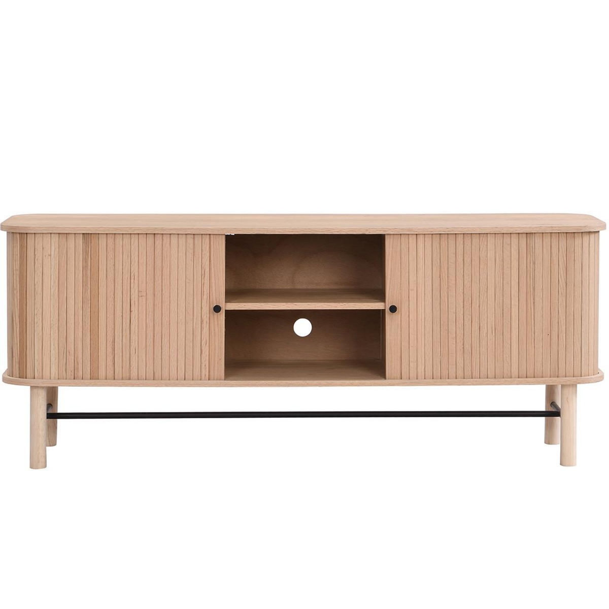 HOMIFAB Meuble TV à portes coulissantes en bois 150 cm - Lino